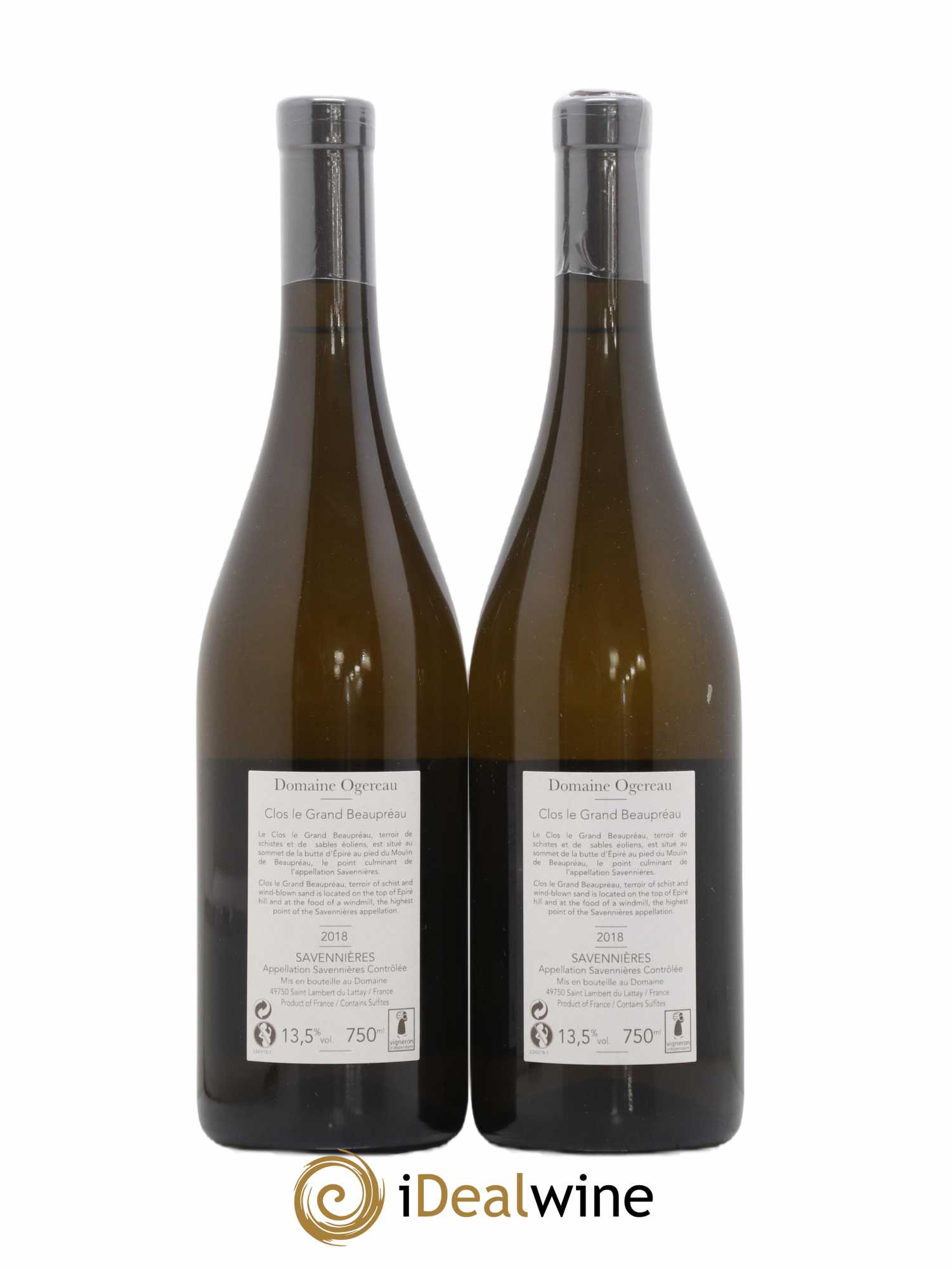 Savennières Clos le Grand Beaupréau Domaine Ogereau 2018 - Lot de 2 bouteilles - 1
