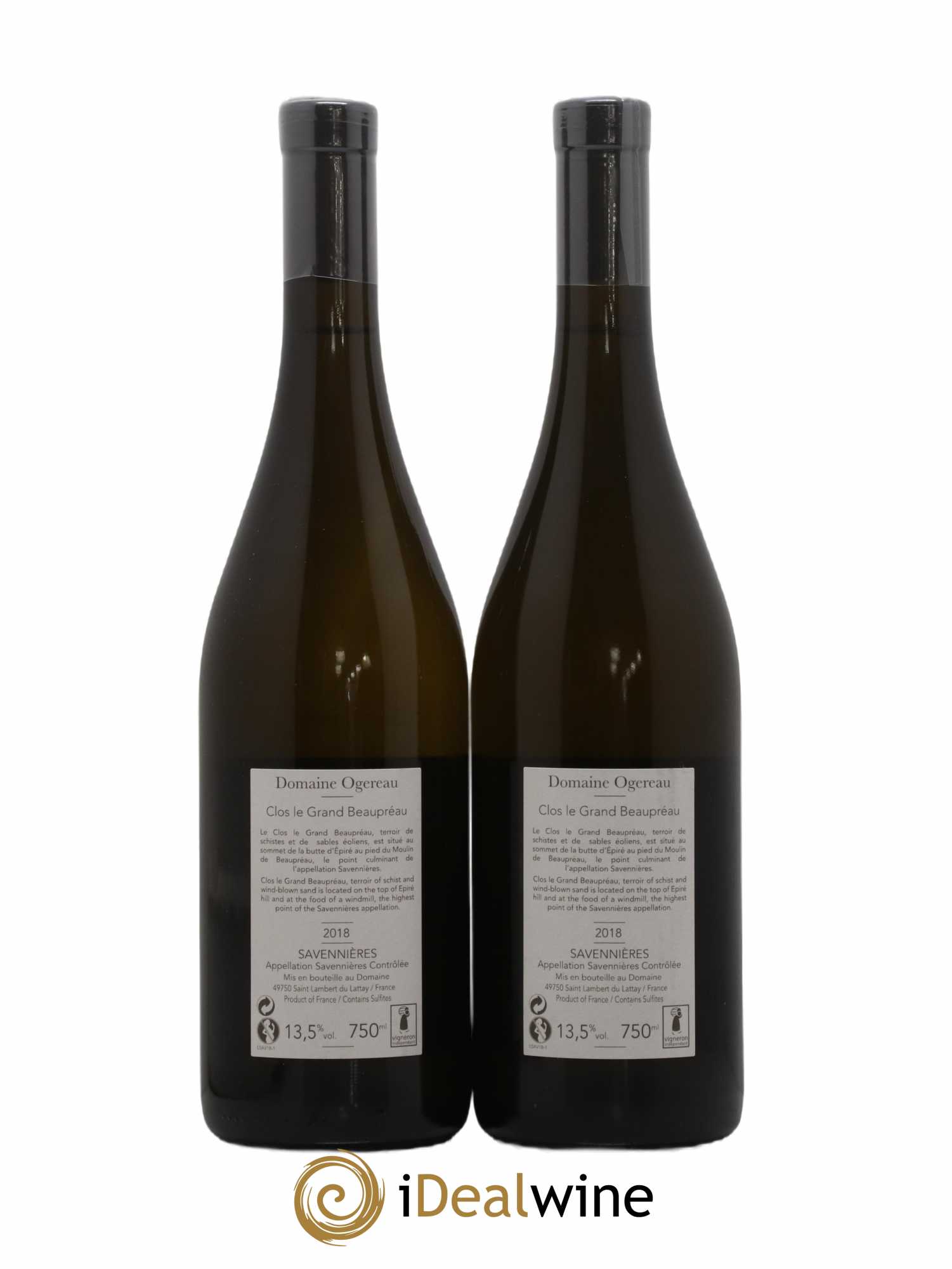 Savennières Clos le Grand Beaupréau Domaine Ogereau 2018 - Lot de 2 bouteilles - 1