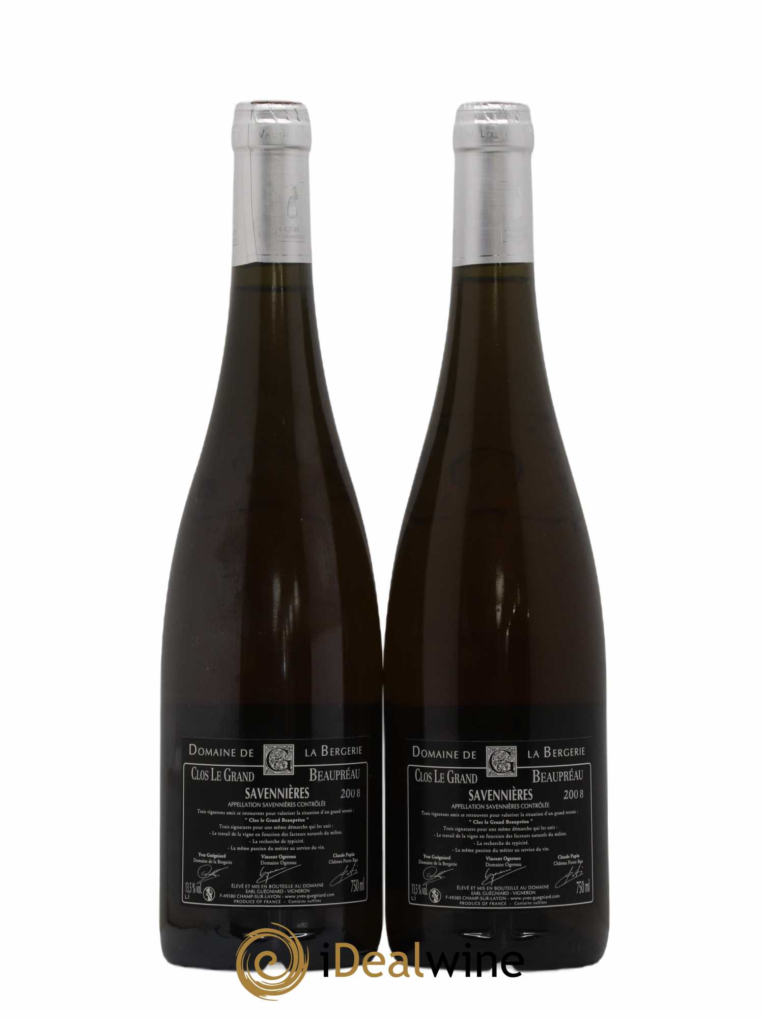 Savennières Clos Le Grand Beaupréau Domaine Guégniard 2008 - Lot de 2 bouteilles - 1