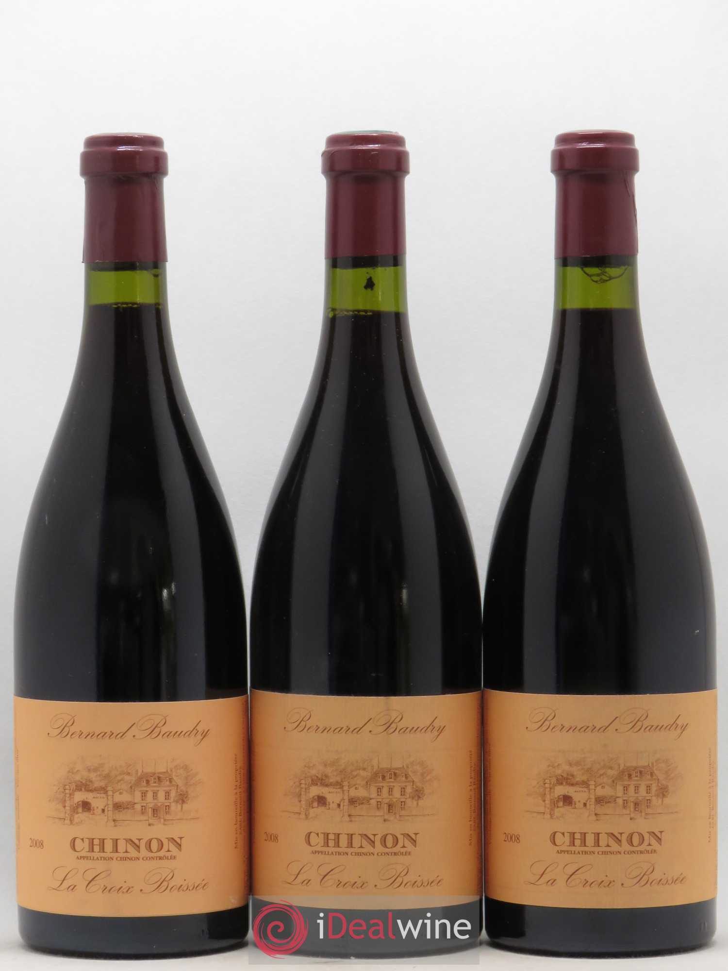 Chinon La Croix Boissée Bernard Baudry 2008 - Lot de 3 bouteilles - 0