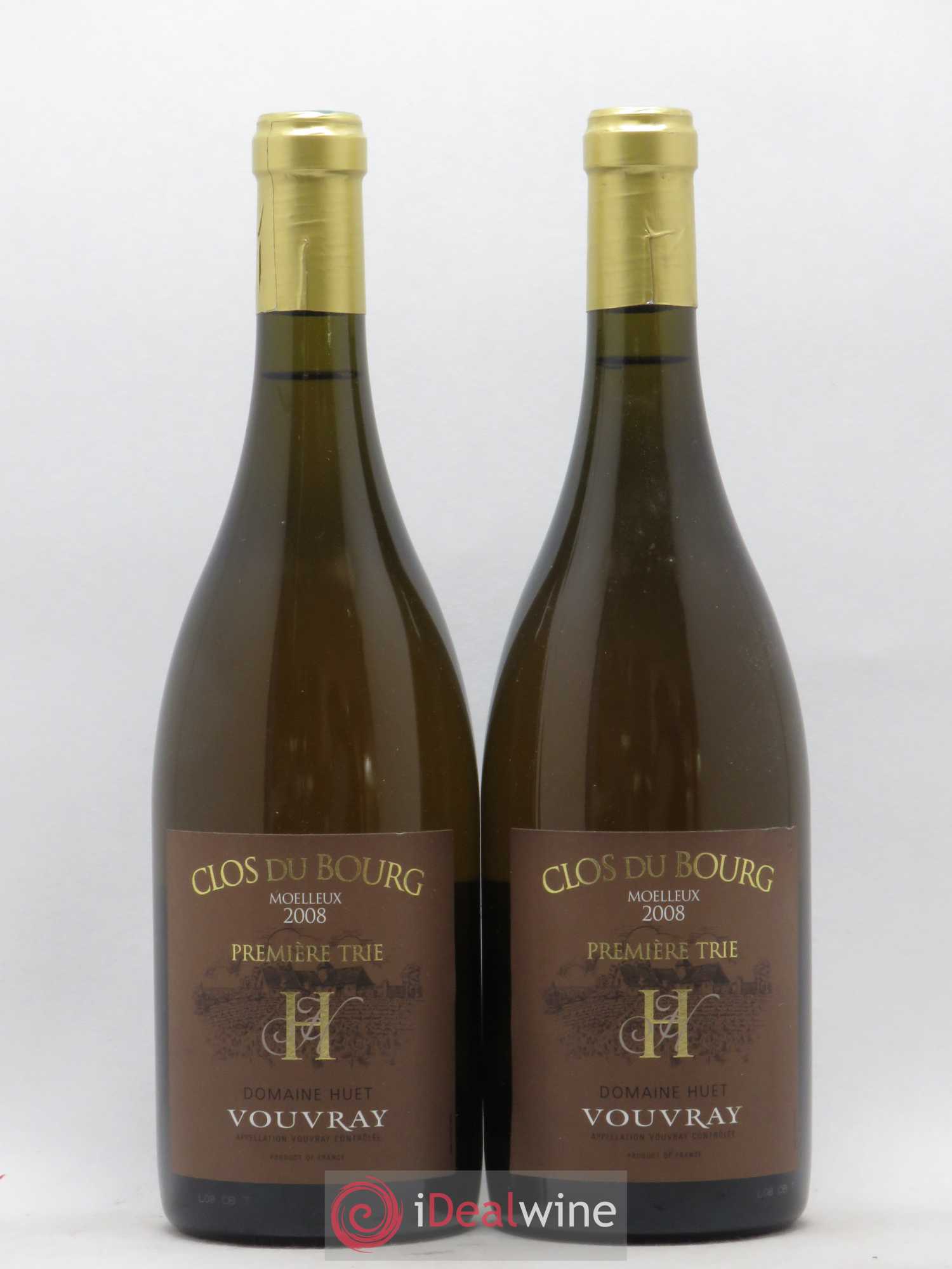 Vouvray Clos du Bourg Moelleux 1ère trie Domaine Huet 2008 - Lotto di 2 bottiglie - 0
