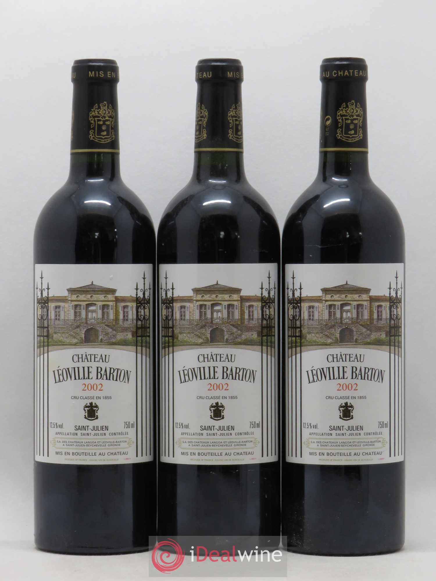 Château Léoville Barton 2ème Grand Cru Classé 2002 - Lot de 3 bouteilles - 0
