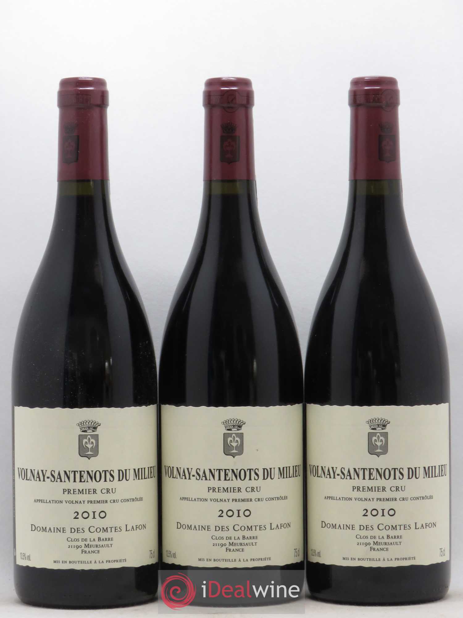 Volnay 1er Cru Santenots du Milieu Comtes Lafon (Domaine des) 2010 - Lot de 3 bouteilles - 0