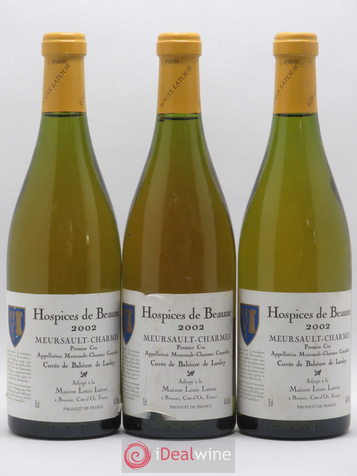 Meursault 1er Cru Charmes Cuvée Bahèzre de Lanlay Hospices de Beaune Louis Latour 2002 - Posten von 3 Flaschen - 0