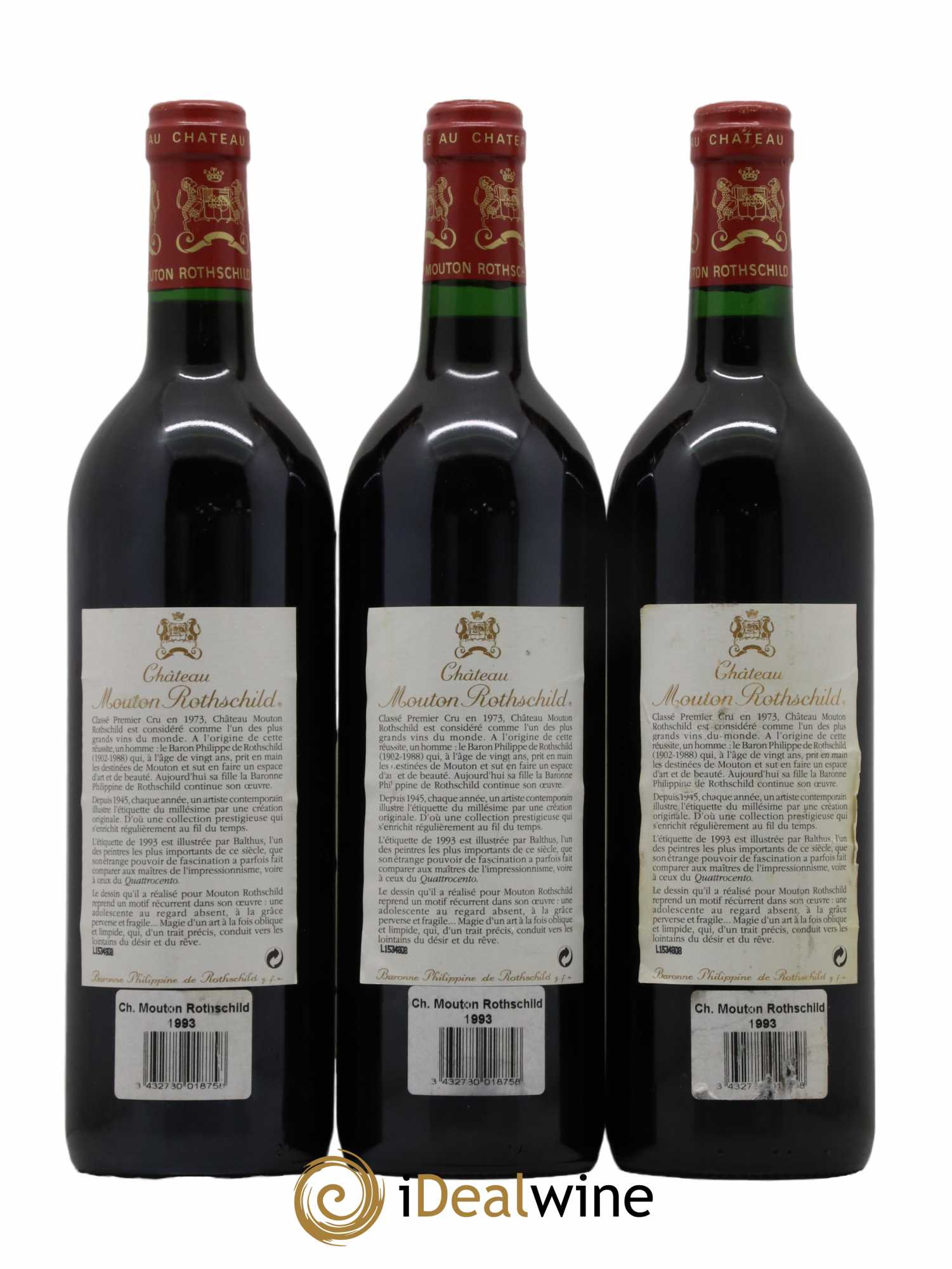 Château Mouton Rothschild 1er Grand Cru Classé 1993 - Lot of 3 bottles - 1