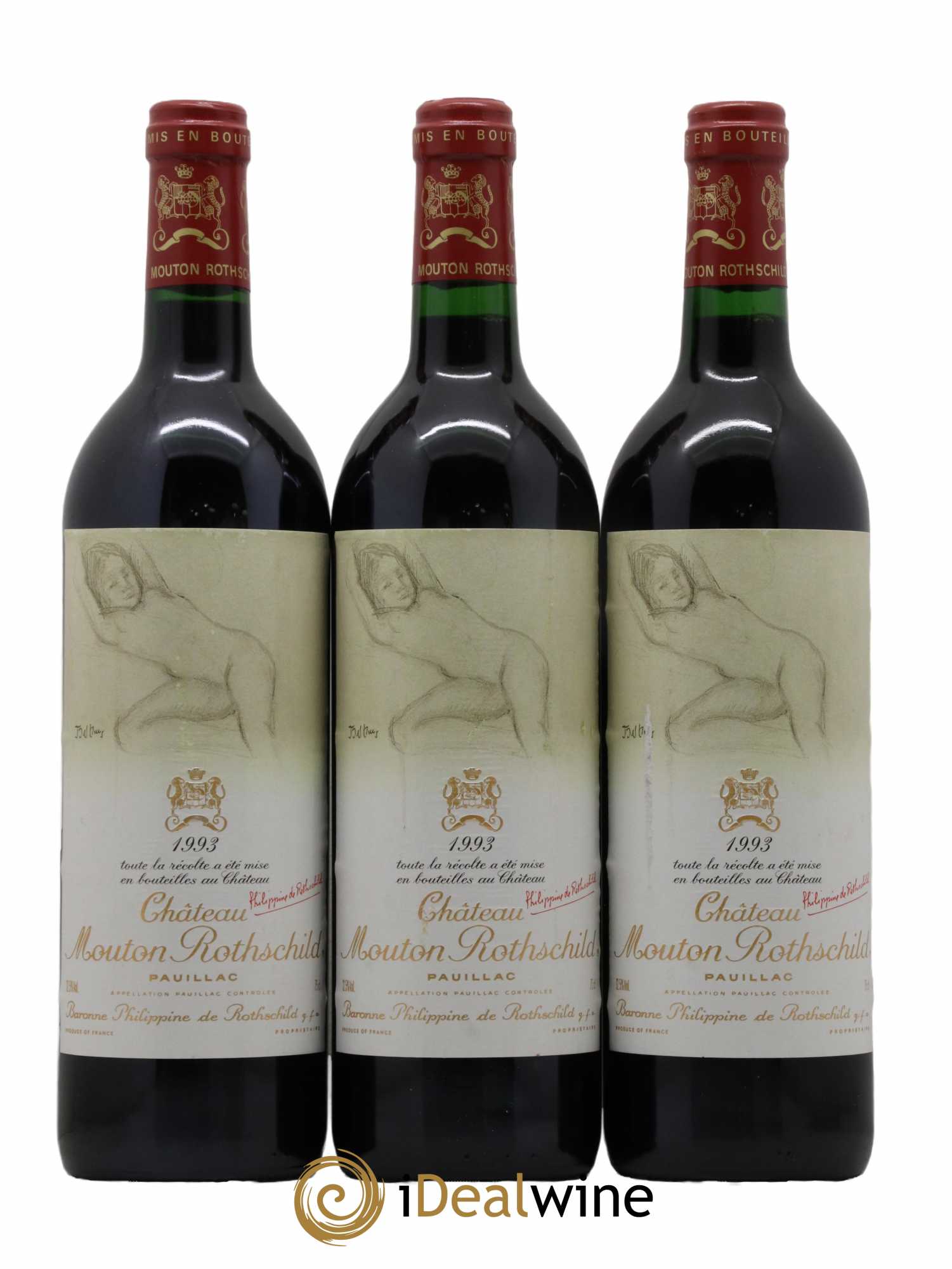 Château Mouton Rothschild 1er Grand Cru Classé 1993 - Lot of 3 bottles - 0