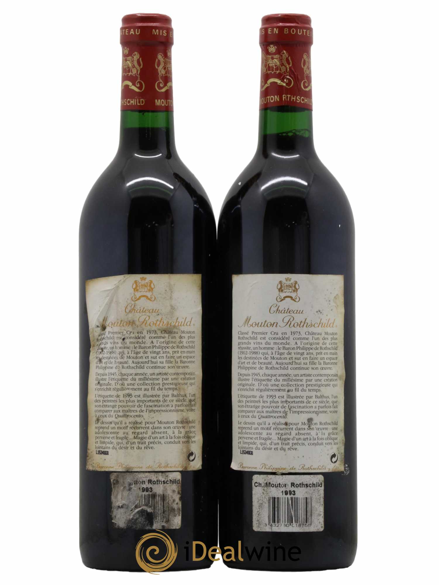 Château Mouton Rothschild 1er Grand Cru Classé 1993 - Lot de 2 bouteilles - 1