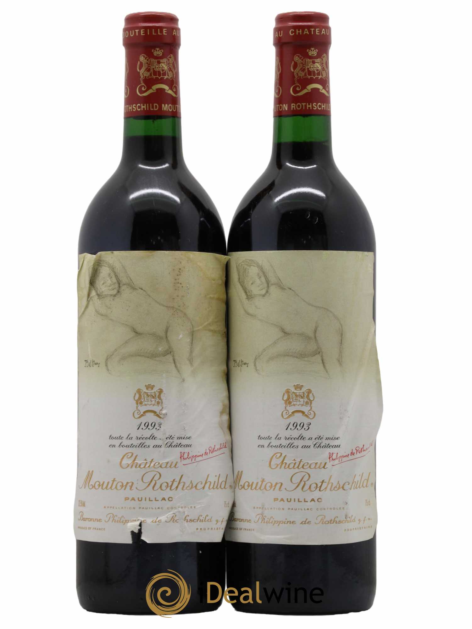 Château Mouton Rothschild 1er Grand Cru Classé 1993 - Lot de 2 bouteilles - 0