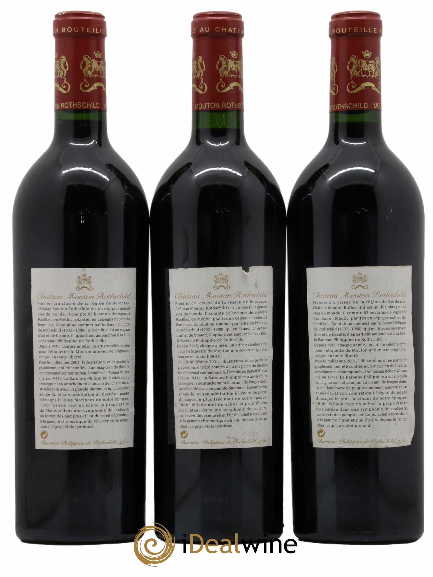 Château Mouton Rothschild 1er Grand Cru Classé 2001 - Lot of 3 bottles - 1