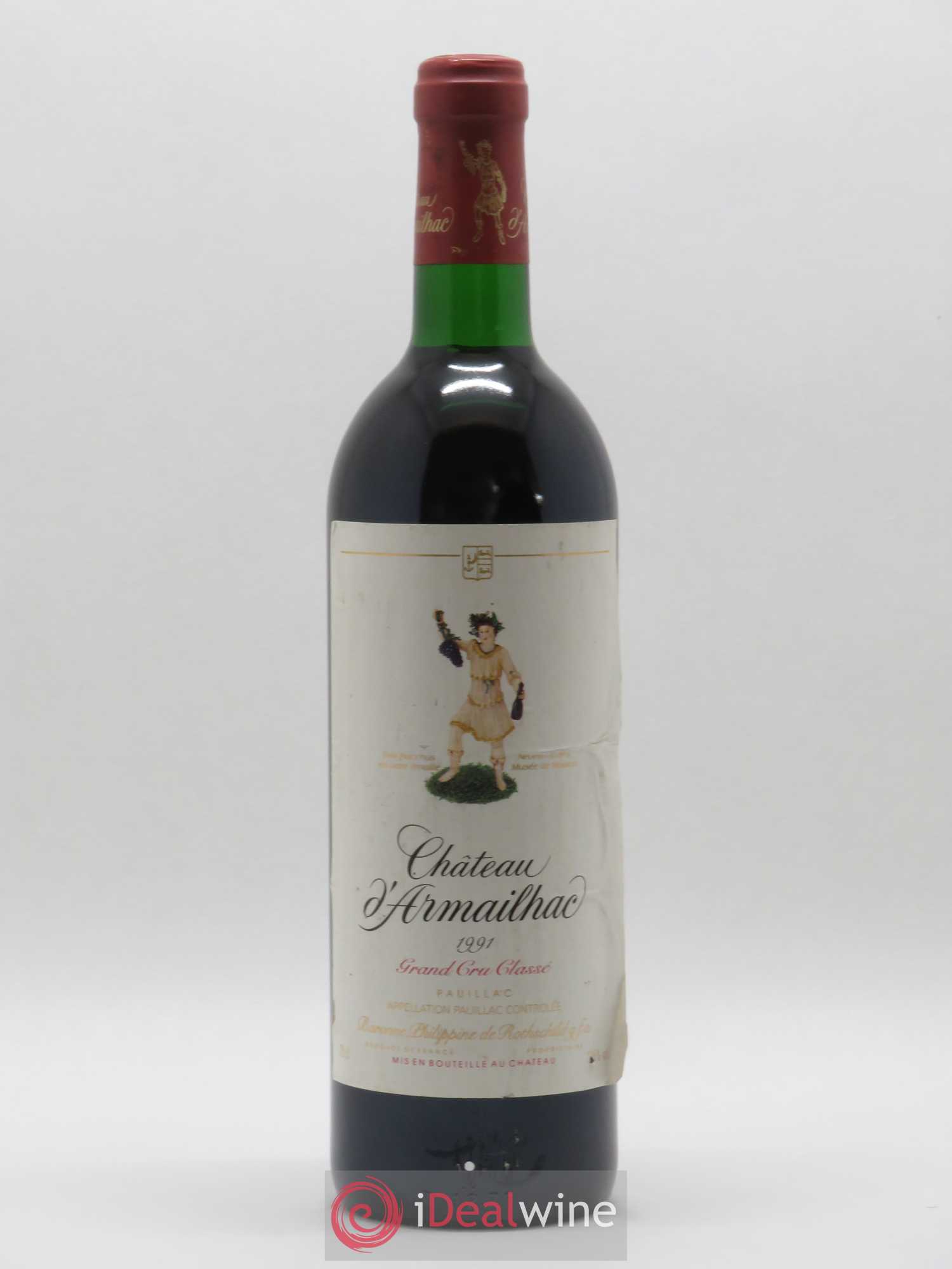 Château d' Armailhac - Mouton Baron(ne) Philippe 5ème Grand Cru Classé 1991 - Lot de 1 bouteille - 0