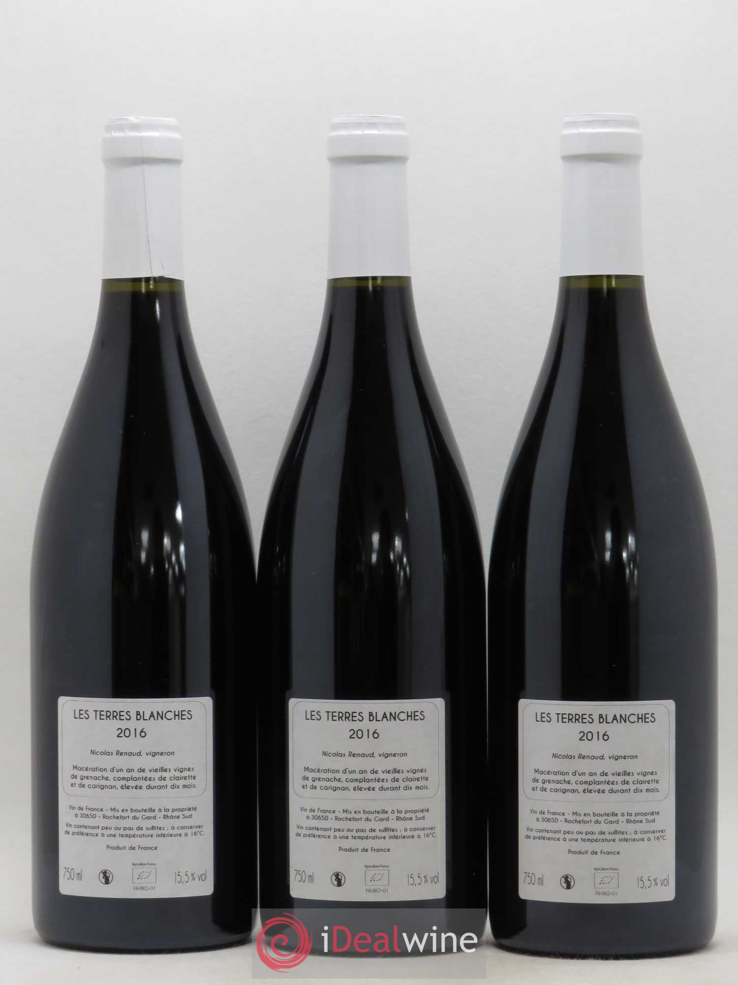 Vin de France Les Terres Blanches Vieilles vignes Clos des Grillons 2016 - Lot de 3 bouteilles - 1