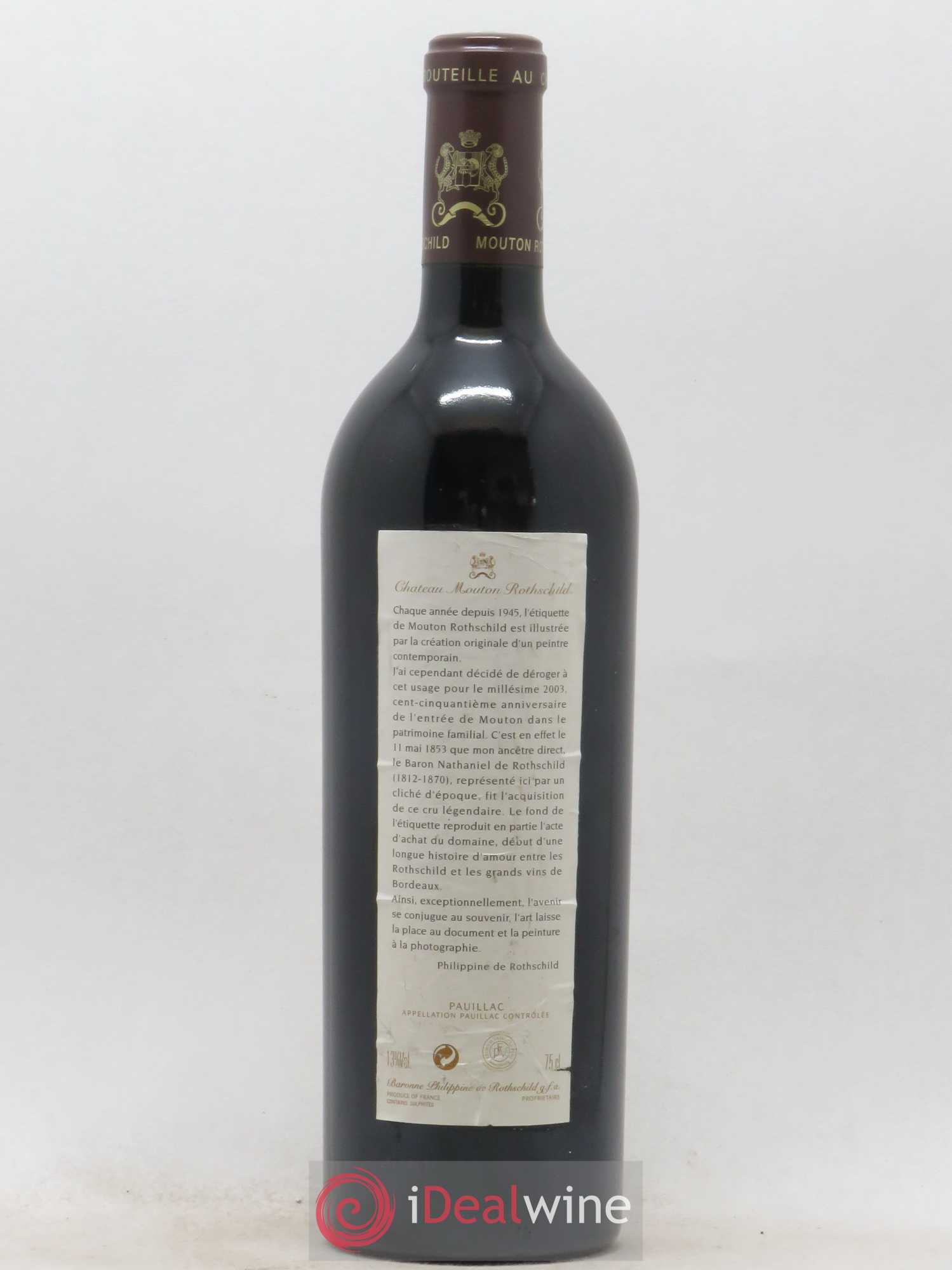 Château Mouton Rothschild 1er Grand Cru Classé 2003 - Lot de 1 bouteille - 1