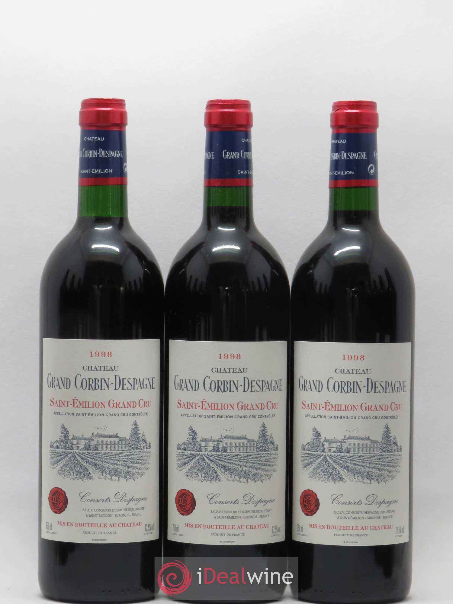 Château Grand Corbin Grand Cru Classé 1998 - Lot de 12 bouteilles - 1