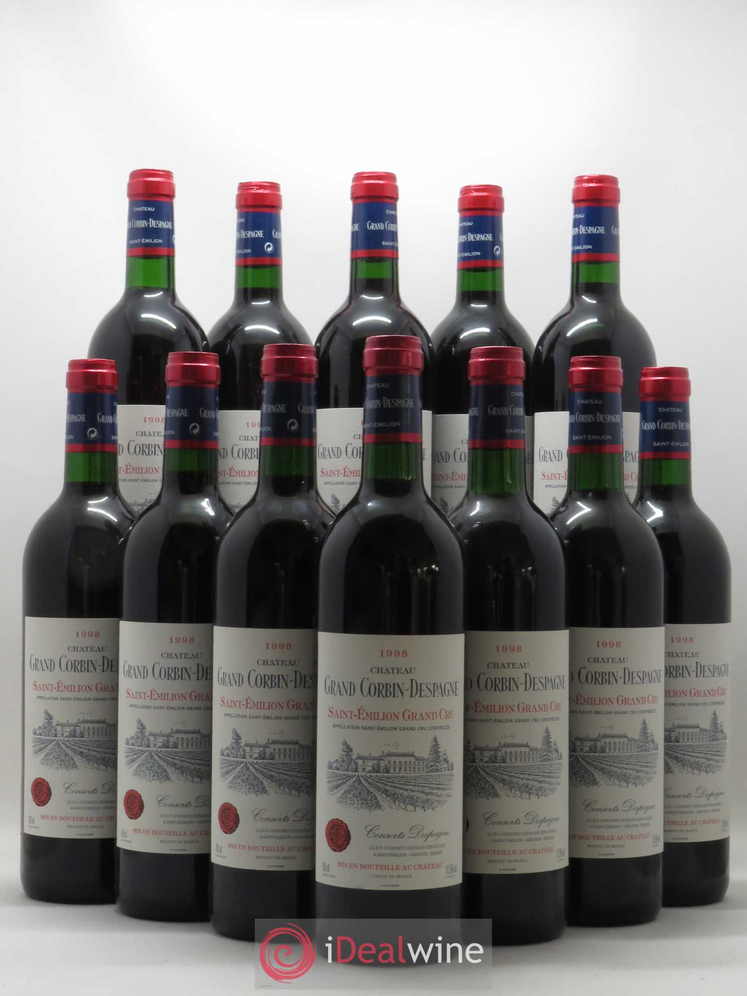 Château Grand Corbin Grand Cru Classé 1998 - Lot de 12 bouteilles - 0