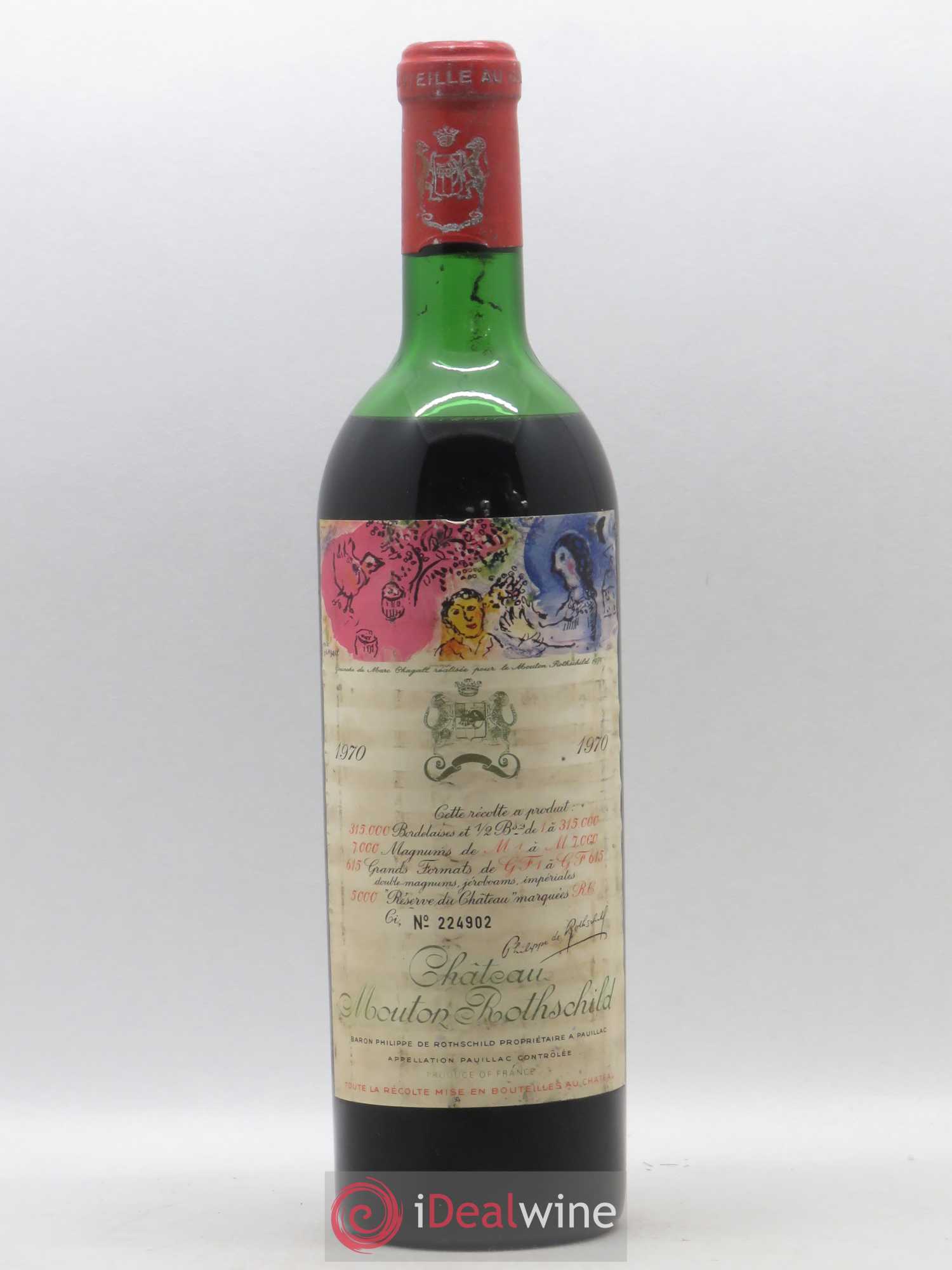 Château Mouton Rothschild 1er Grand Cru Classé 1970 - Lot de 1 bouteille - 0