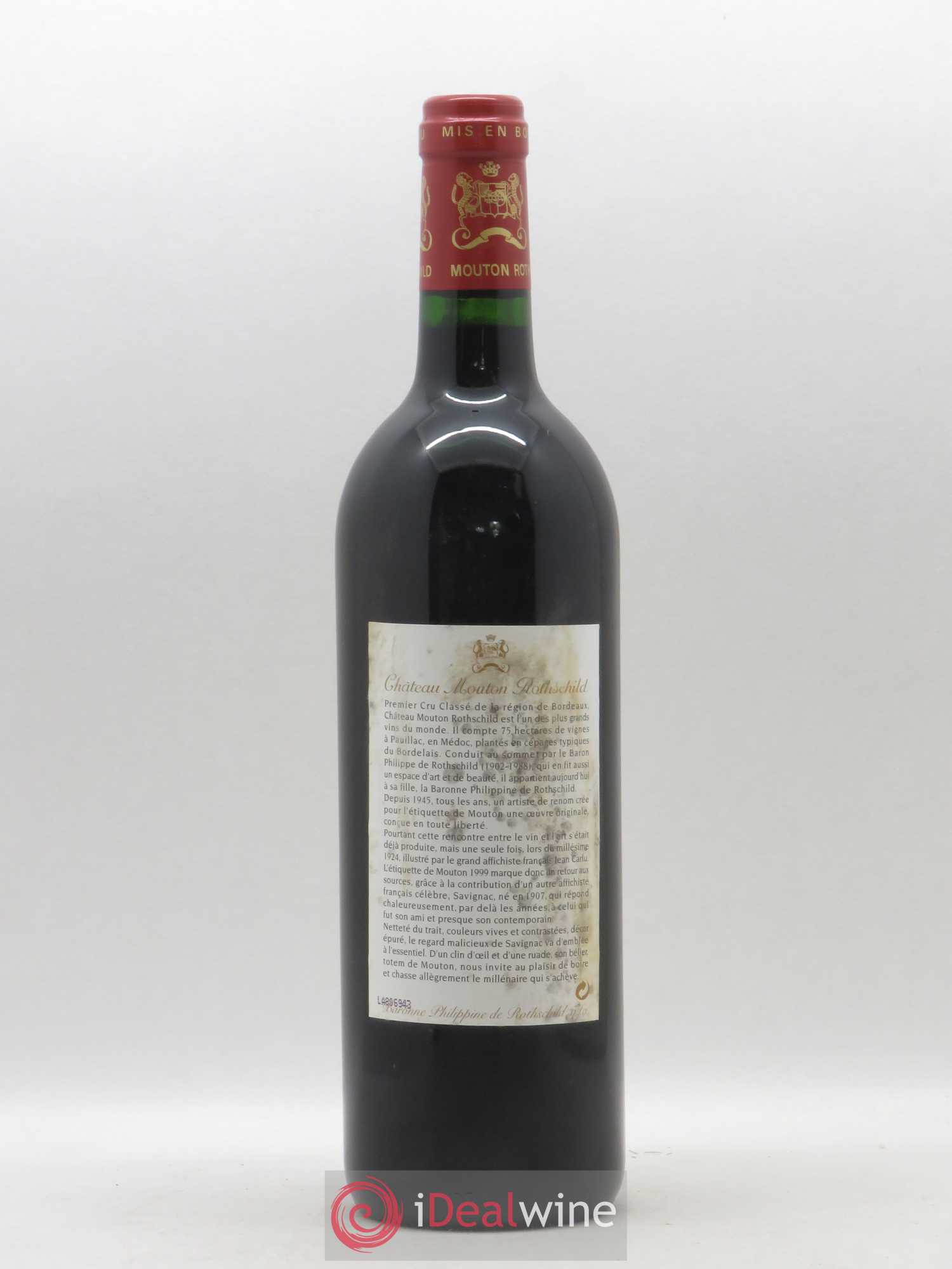 Château Mouton Rothschild 1er Grand Cru Classé 1999 - Lot de 1 bouteille - 1