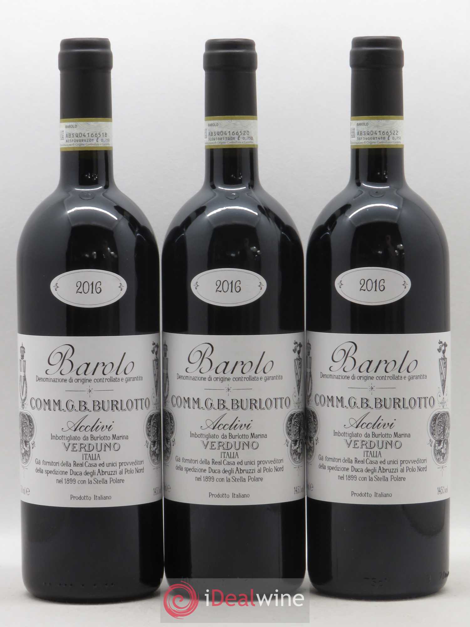 Barolo DOCG Acclivi Comm. Giovan Battista Burlotto 2016 - Lot de 3 bouteilles - 0