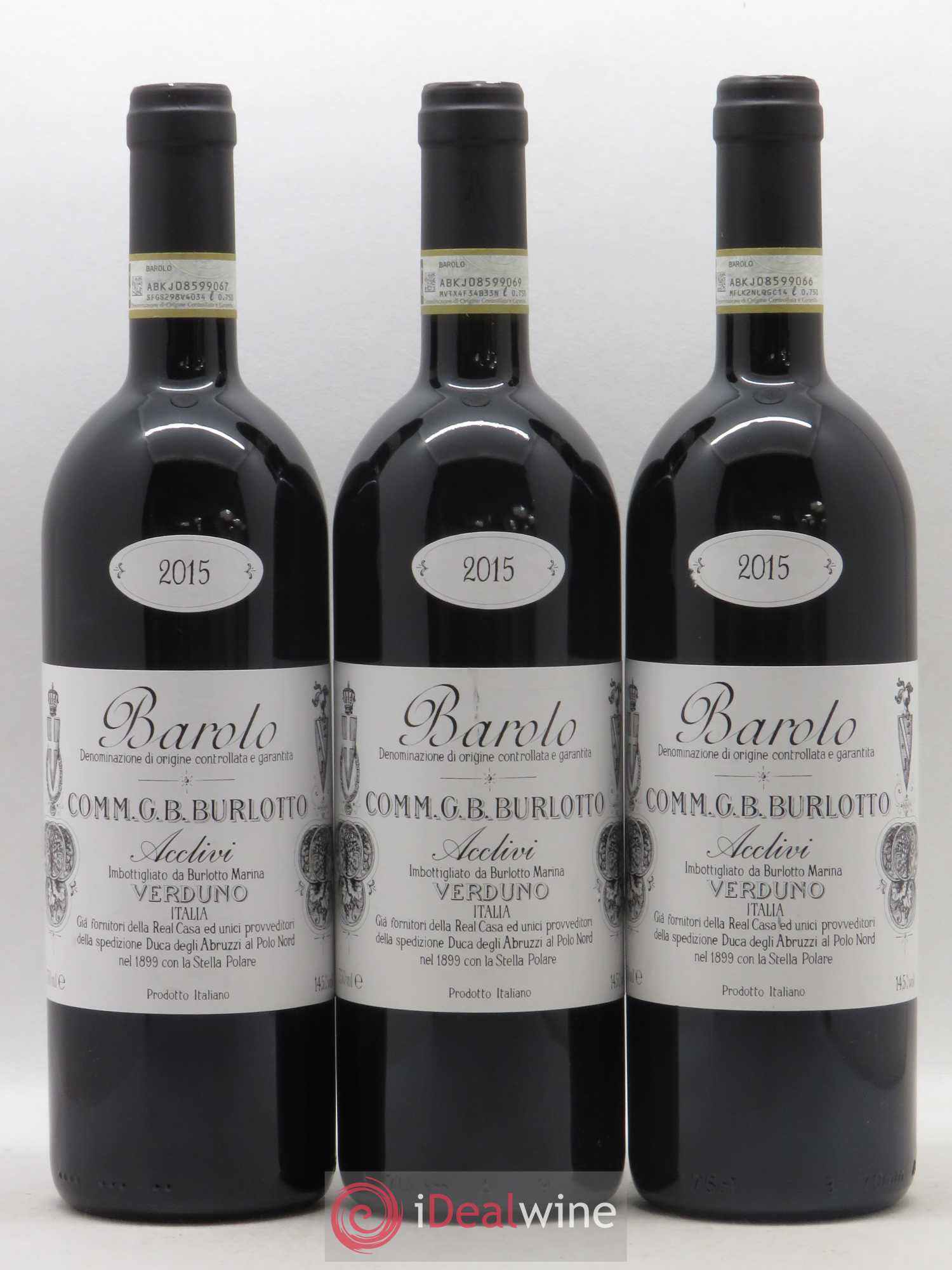 Barolo DOCG Acclivi Comm. Giovan Battista Burlotto 2015 - Lot de 3 bouteilles - 0