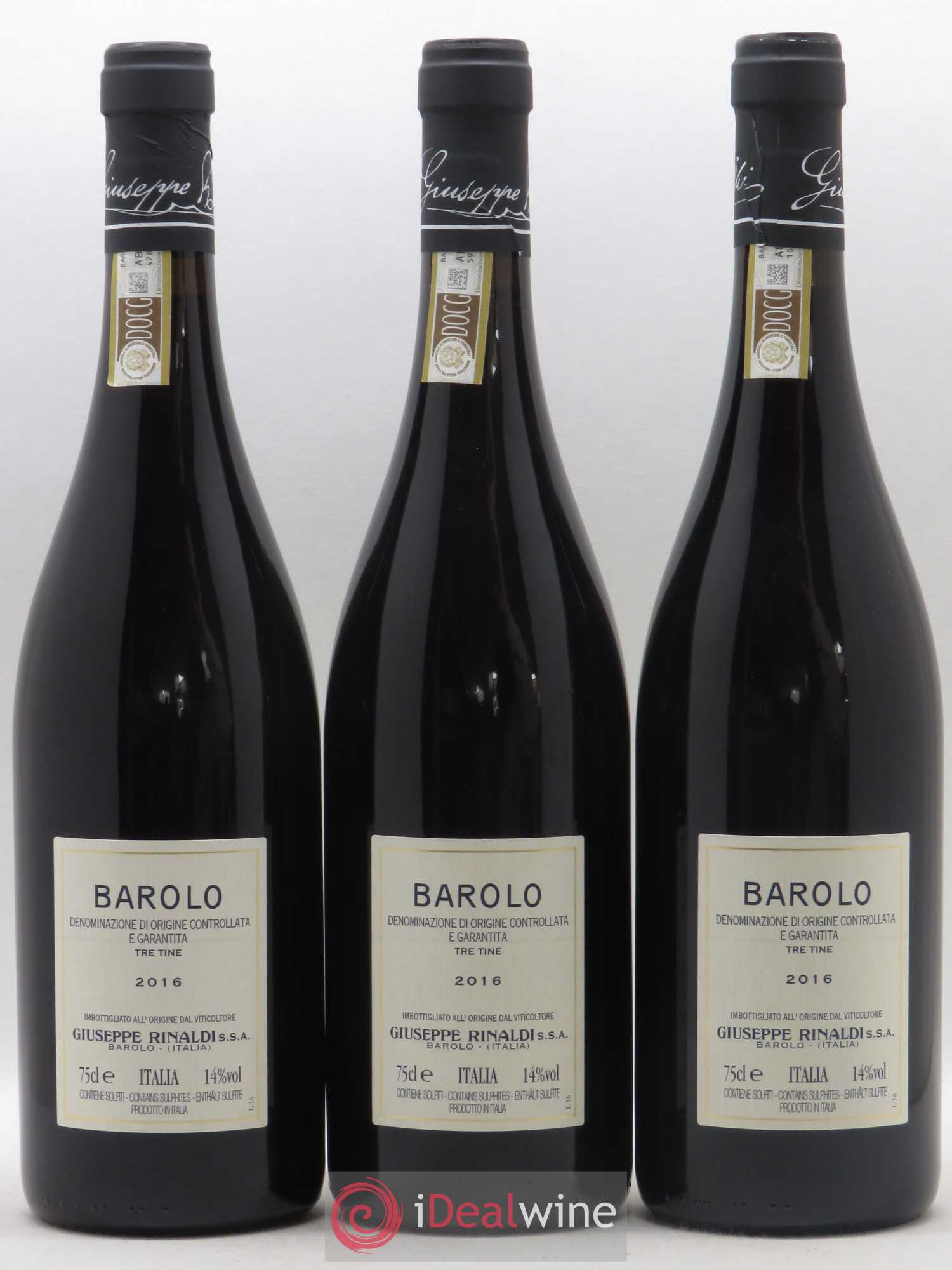 Barolo DOCG Tre Tine Giuseppe Rinaldi 2016 - Posten von 3 Flaschen - 1