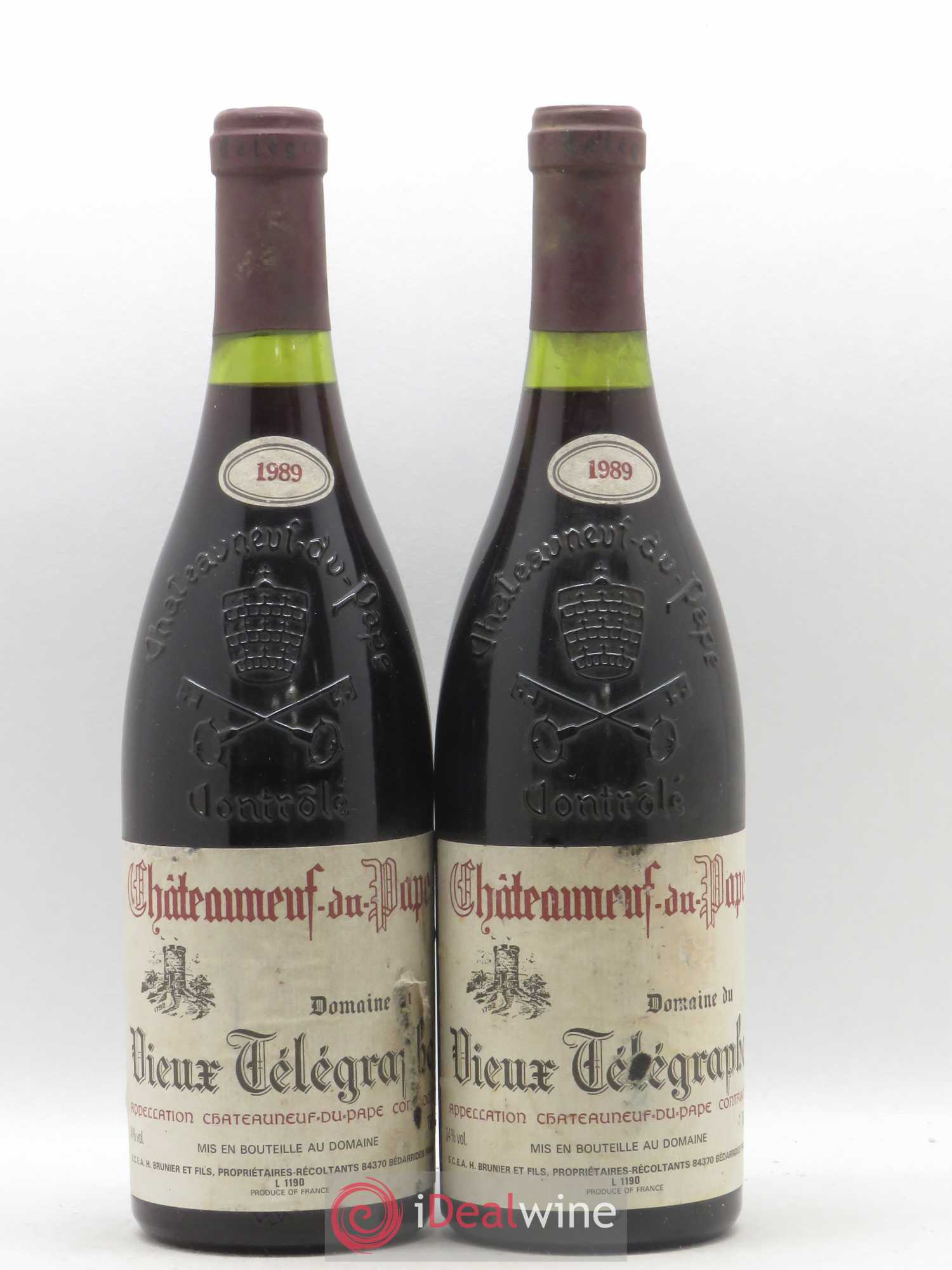 Châteauneuf-du-Pape Vieux Télégraphe (Domaine du) Vignobles Brunier 1989 - Lot de 2 bouteilles - 0
