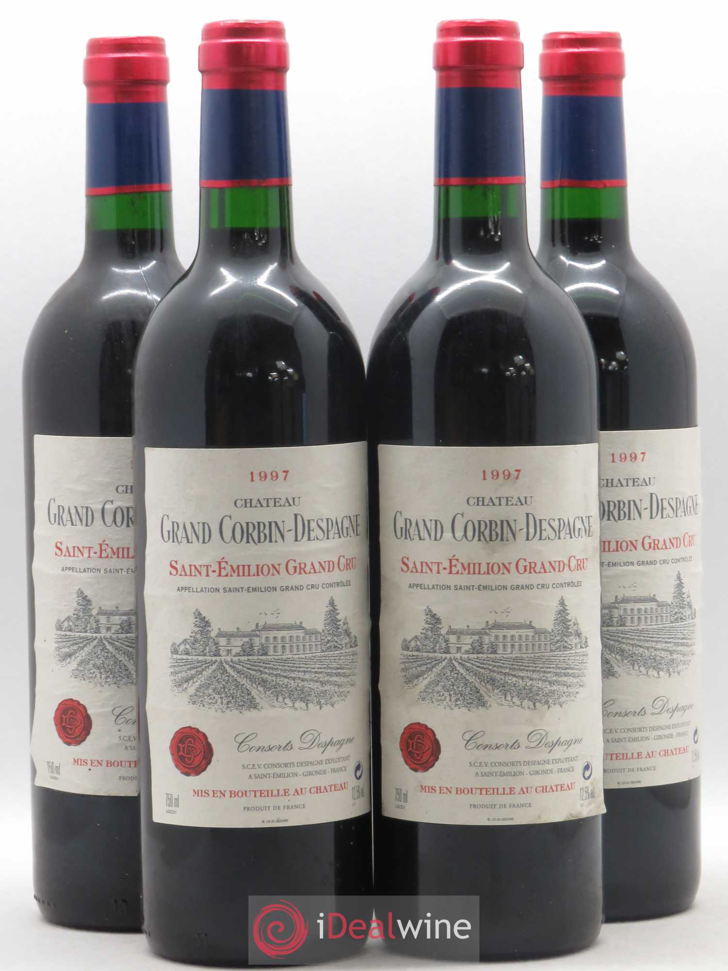 Château Grand Corbin Despagne Grand Cru Classé 1997 - Lot de 4 bouteilles - 0