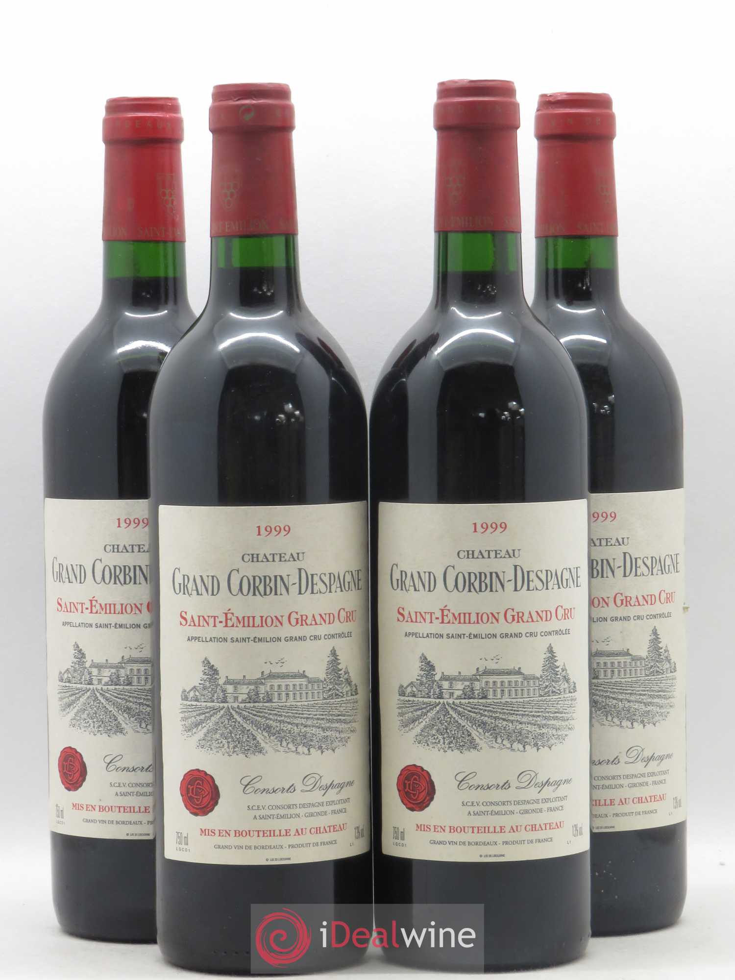 Château Grand Corbin Despagne Grand Cru Classé 1999 - Lot de 4 bouteilles - 0