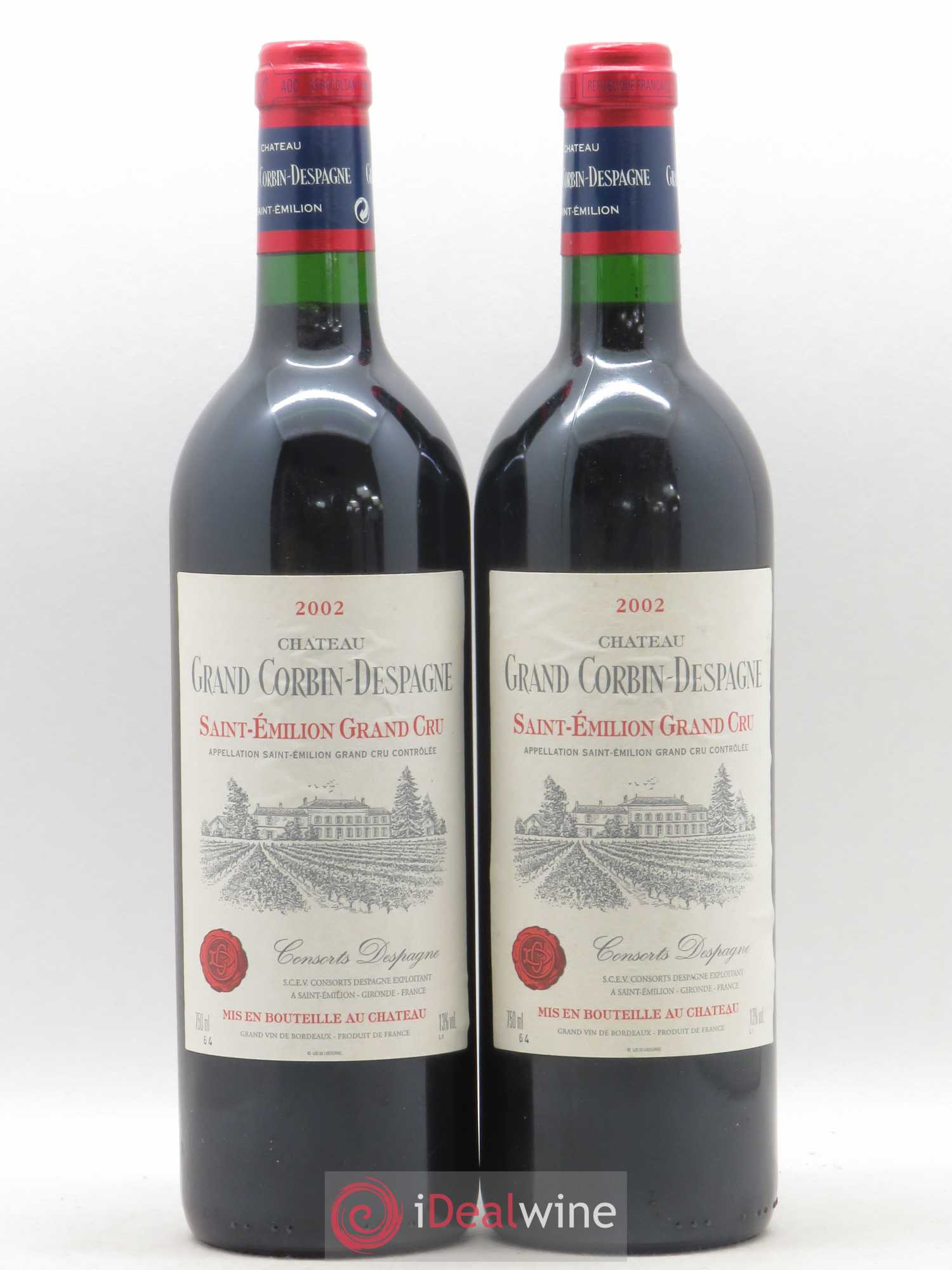 Château Grand Corbin Despagne Grand Cru Classé 2002 - Lot de 2 bouteilles - 0