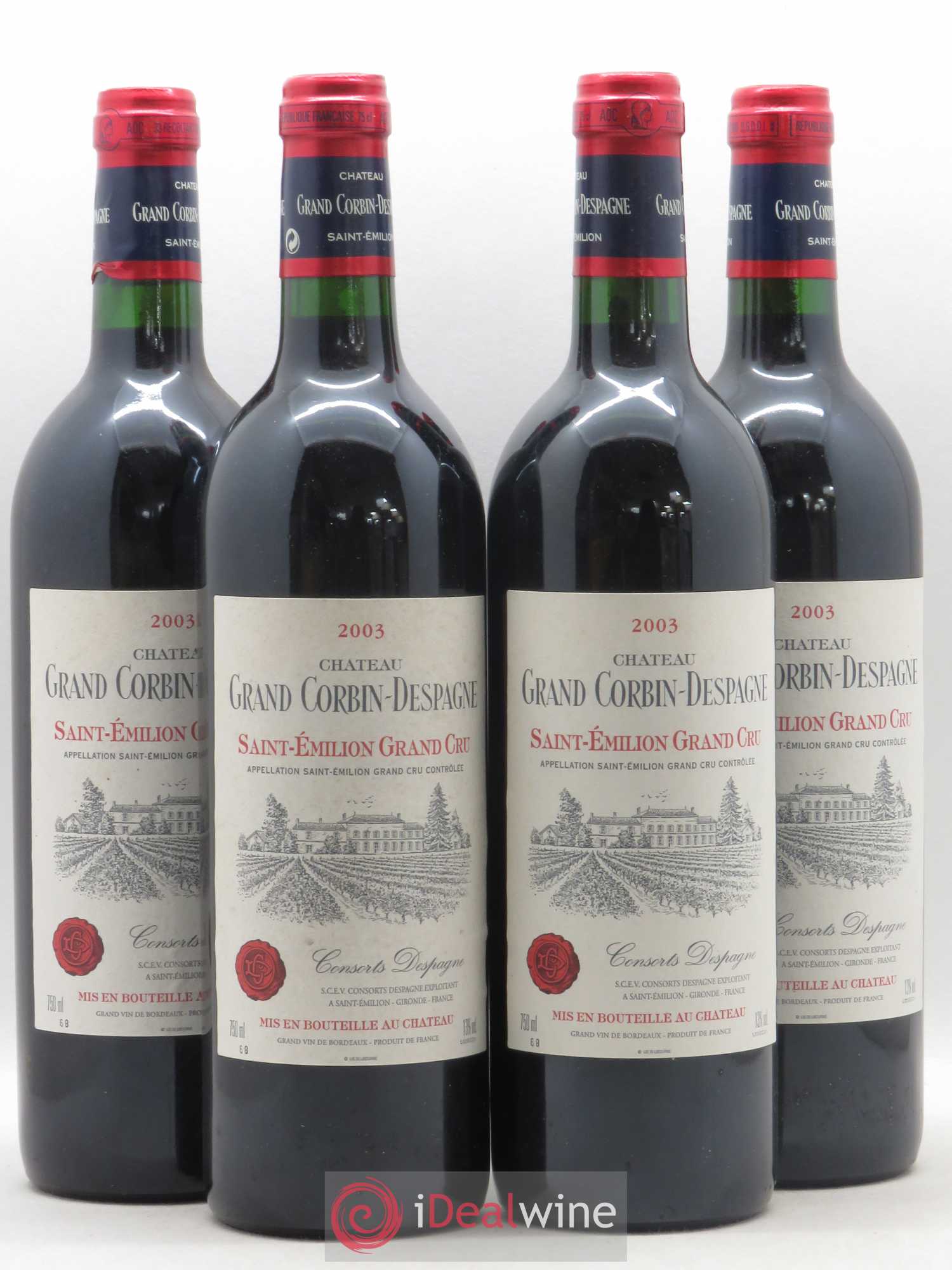 Château Grand Corbin Despagne Grand Cru Classé 2003 - Lot de 4 bouteilles - 0