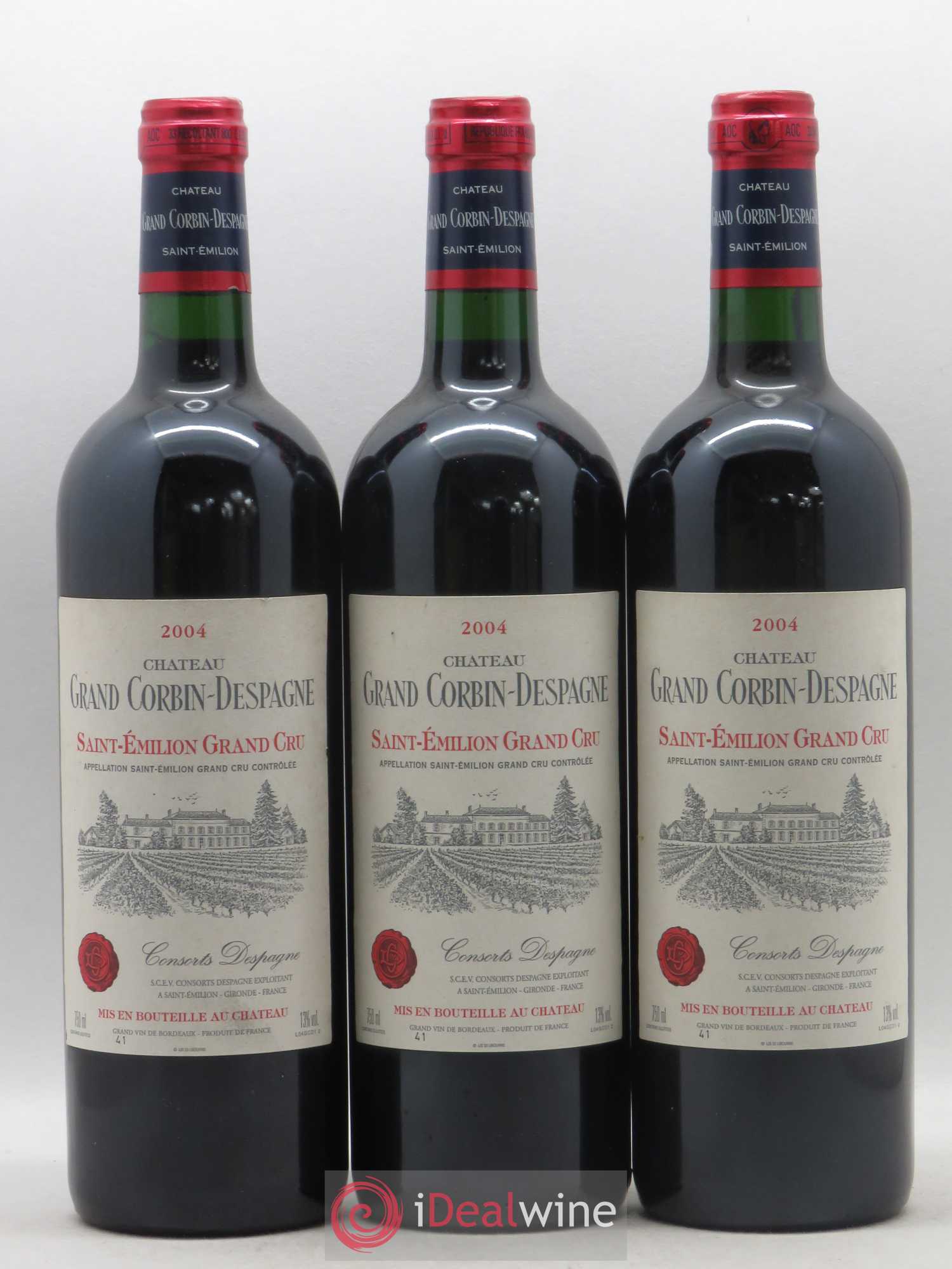 Château Grand Corbin Despagne Grand Cru Classé 2004 - Lot de 3 bouteilles - 0