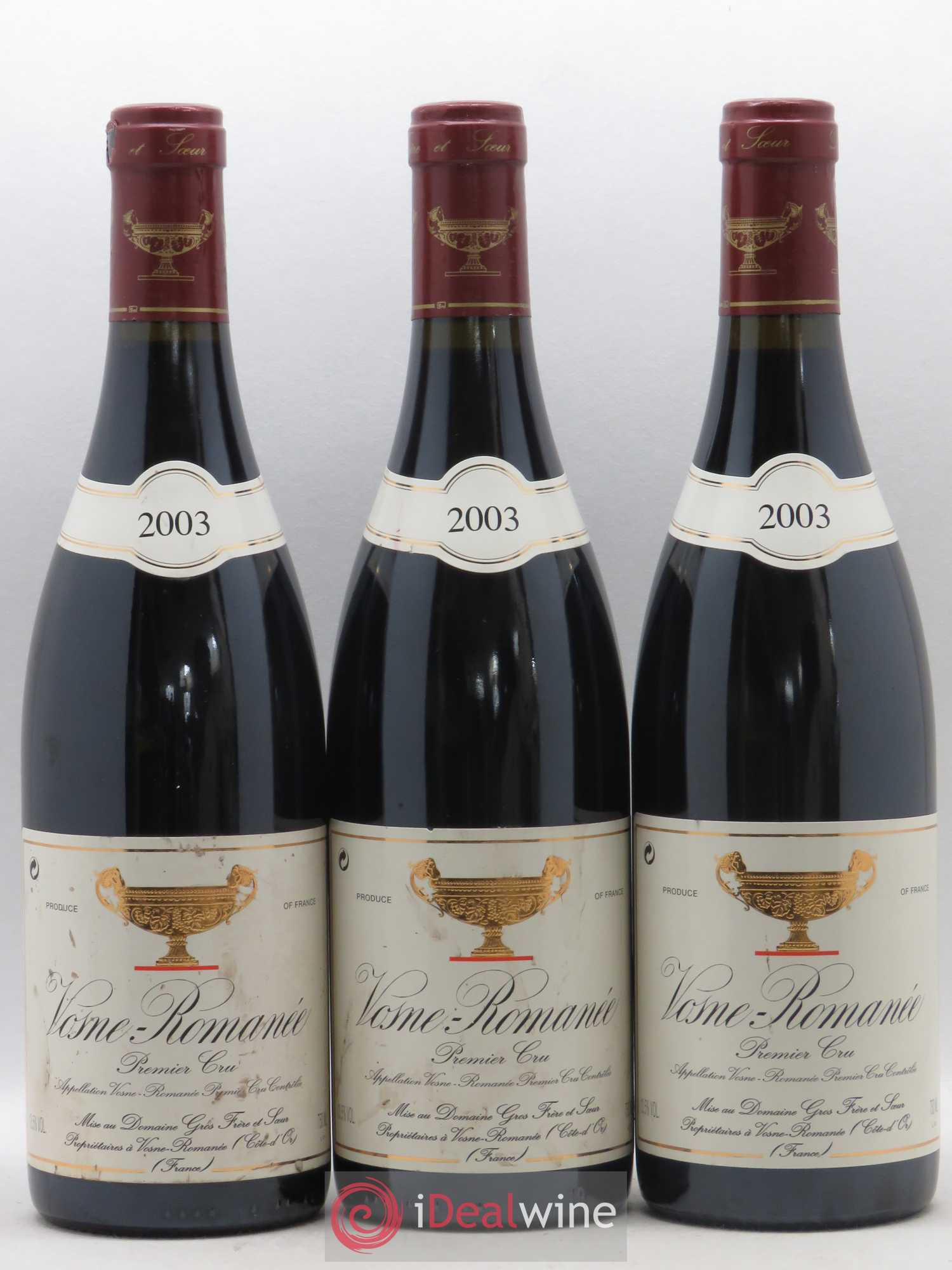 Vosne-Romanée 1er Cru Gros Frère & Soeur 2003 - Lot de 3 bouteilles - 0