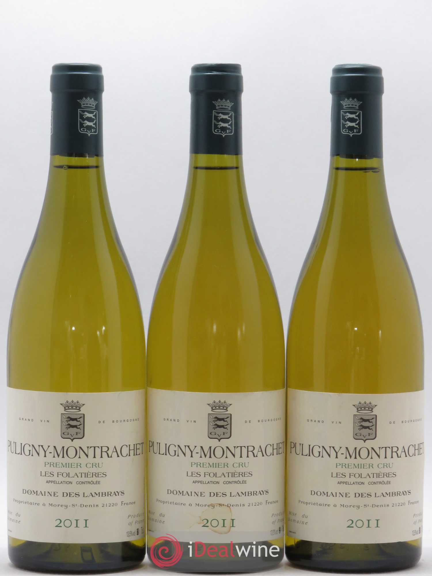 Puligny-Montrachet 1er Cru Les Folatières Domaine des Lambrays 2011 - Lot of 3 bottles - 0