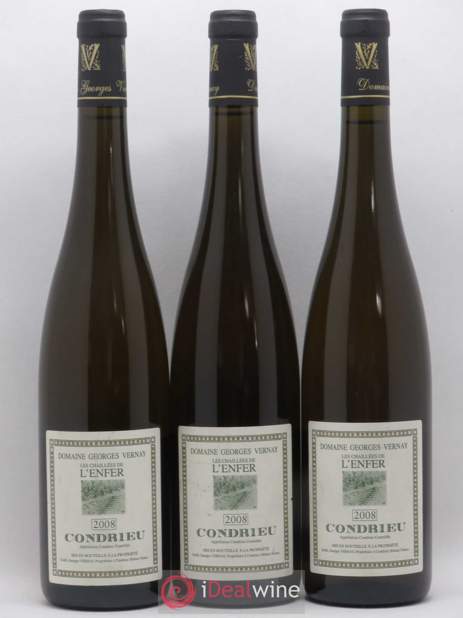 Condrieu Les Chaillées de l'Enfer Georges Vernay 2008 - Lot de 3 bouteilles - 0
