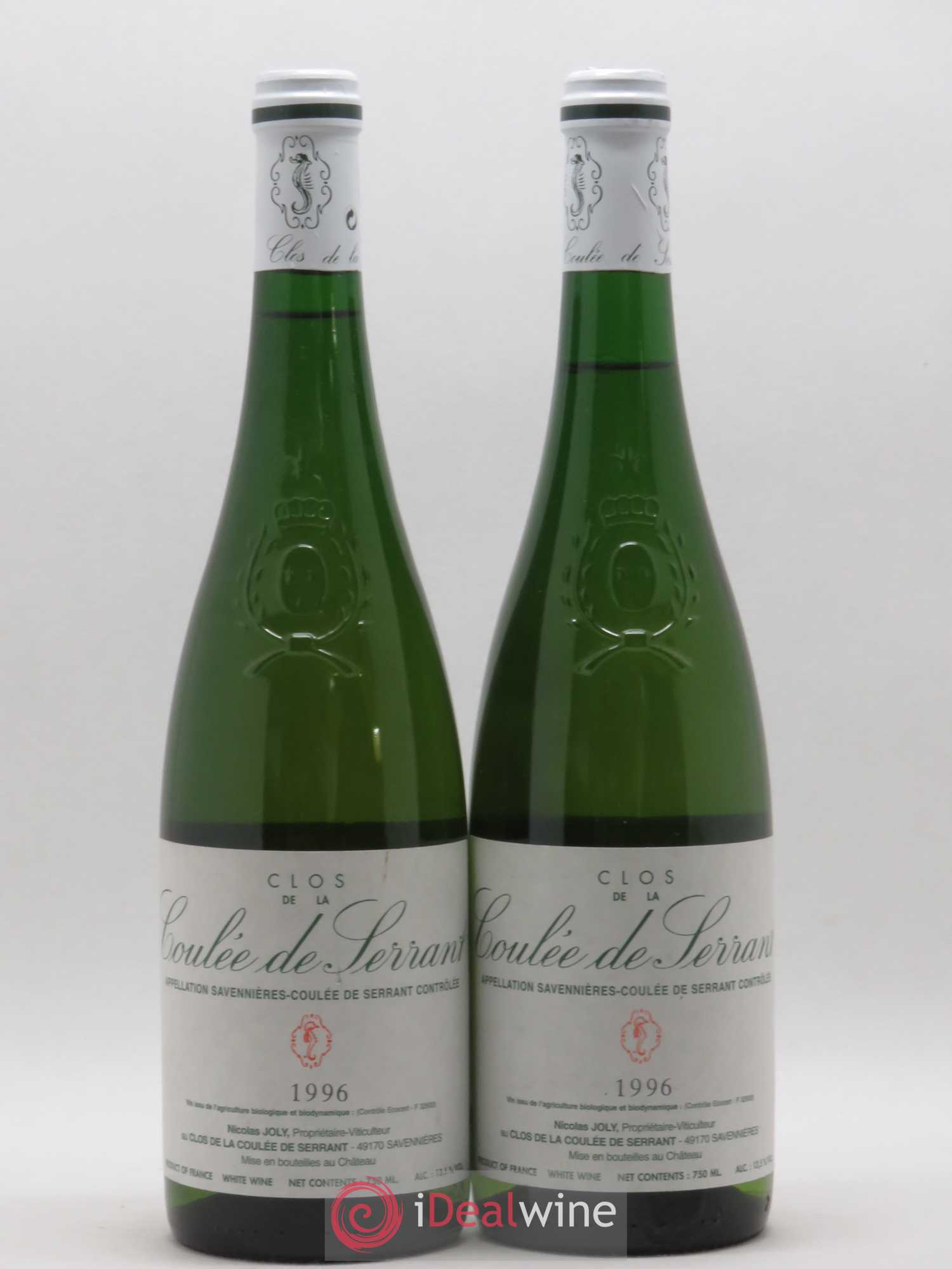 Savennières Clos de la Coulée de Serrant Vignobles de la Coulée de Serrant - Nicolas Joly 1996 - Lot de 2 bouteilles - 0