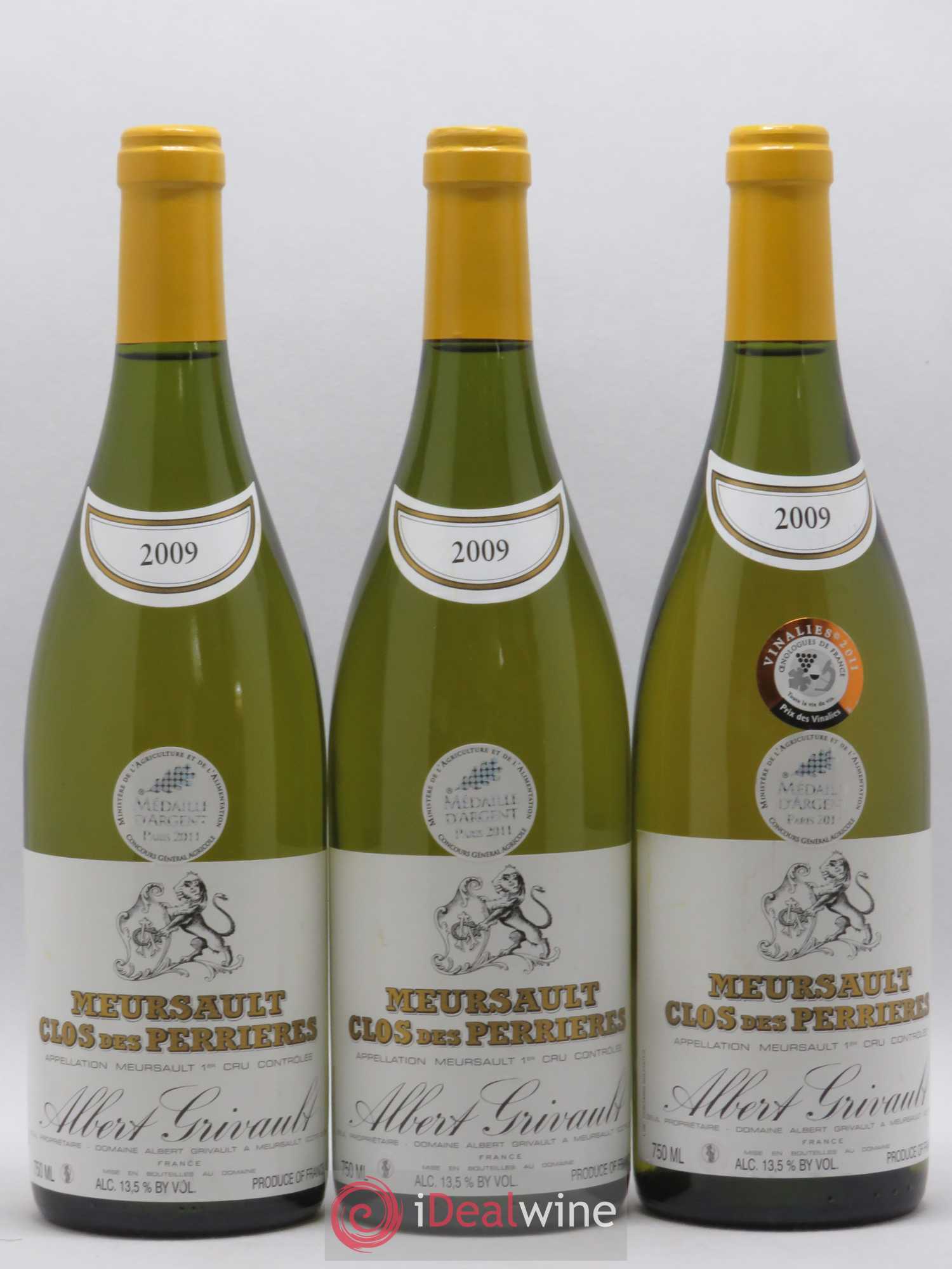 Meursault 1er Cru Clos des Perrières Monopole Albert Grivault 2009 - Lot de 3 bouteilles - 0