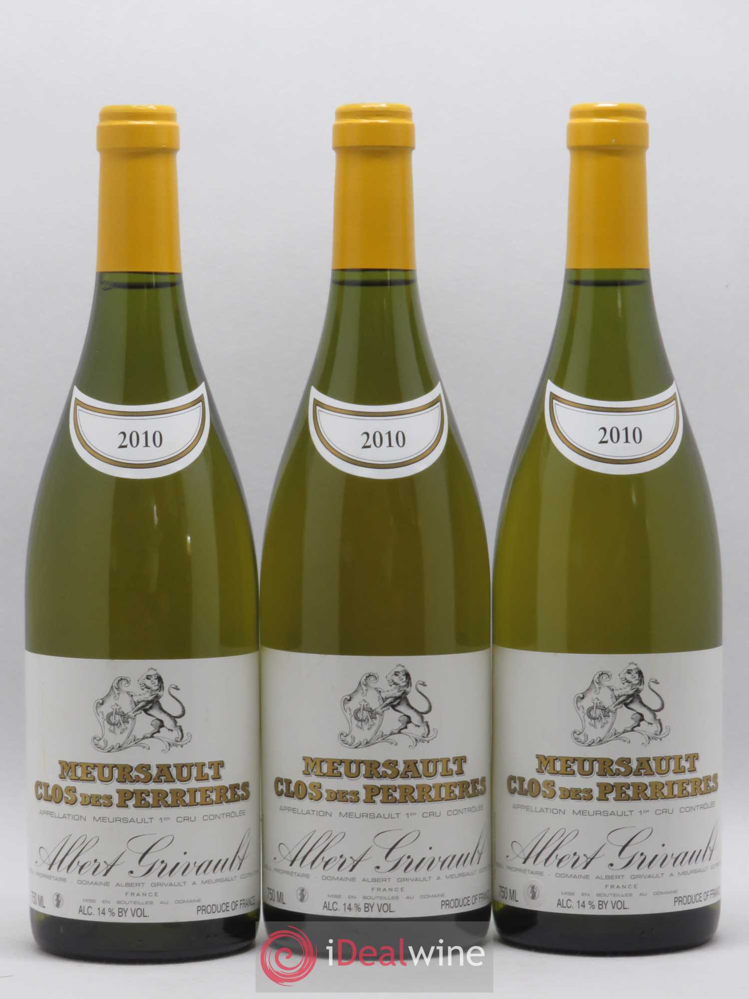 Meursault 1er Cru Clos des Perrières Monopole Albert Grivault 2010 - Lot de 3 bouteilles - 0