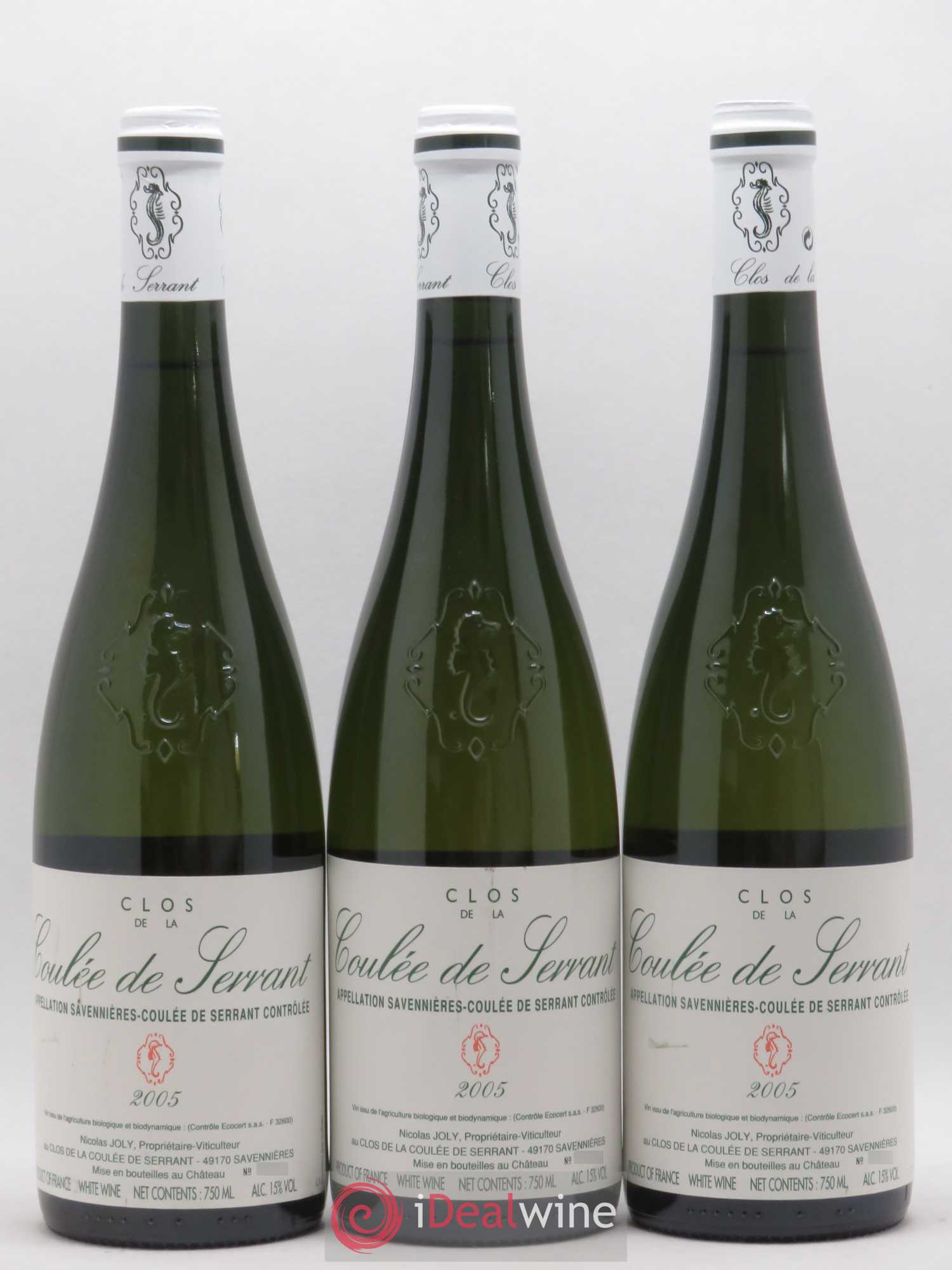 Savennières Clos de la Coulée de Serrant Vignobles de la Coulée de Serrant - Nicolas Joly 2005 - Lot de 3 bouteilles - 0