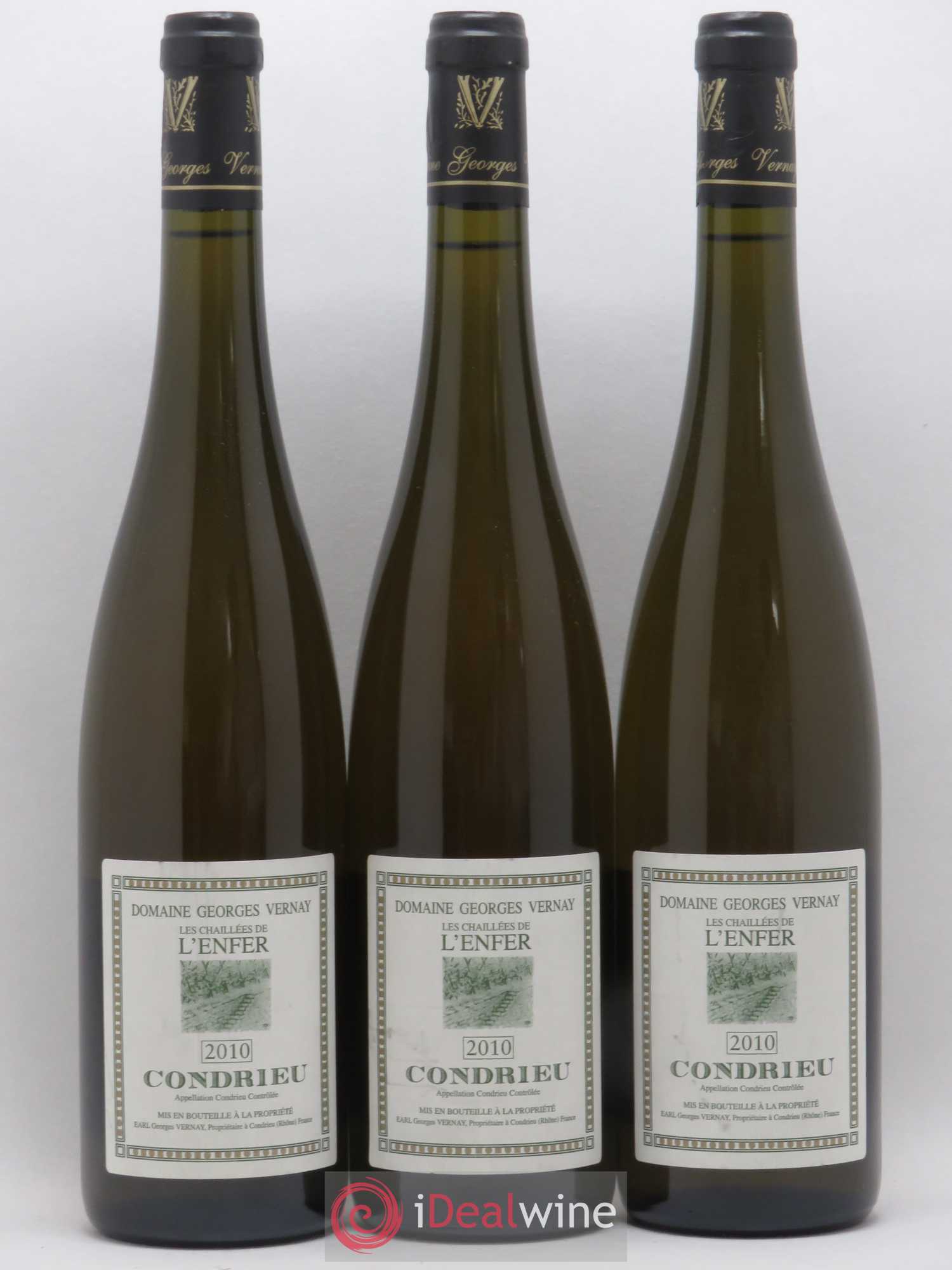 Condrieu Les Chaillées de l'Enfer Georges Vernay 2010 - Lot of 3 bottles - 0