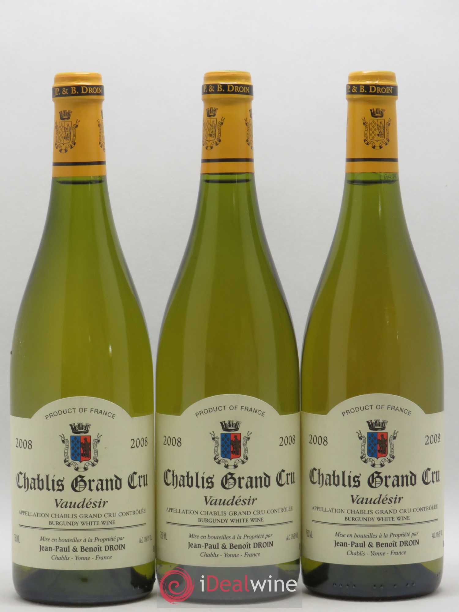 Chablis Grand Cru Vaudésir Jean-Paul & Benoît Droin (Domaine) 2008 - Lot de 3 bouteilles - 0