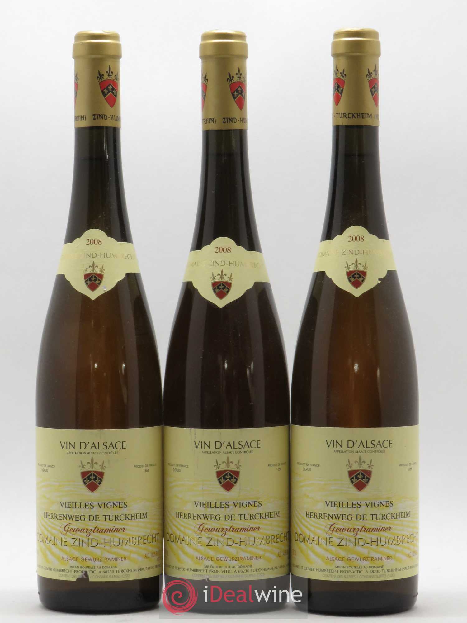 Alsace Gewurztraminer Herrenweg de Turckeim Vieilles Vignes Zind-Humbrecht (Domaine) 2008 - Lot de 3 bouteilles - 0