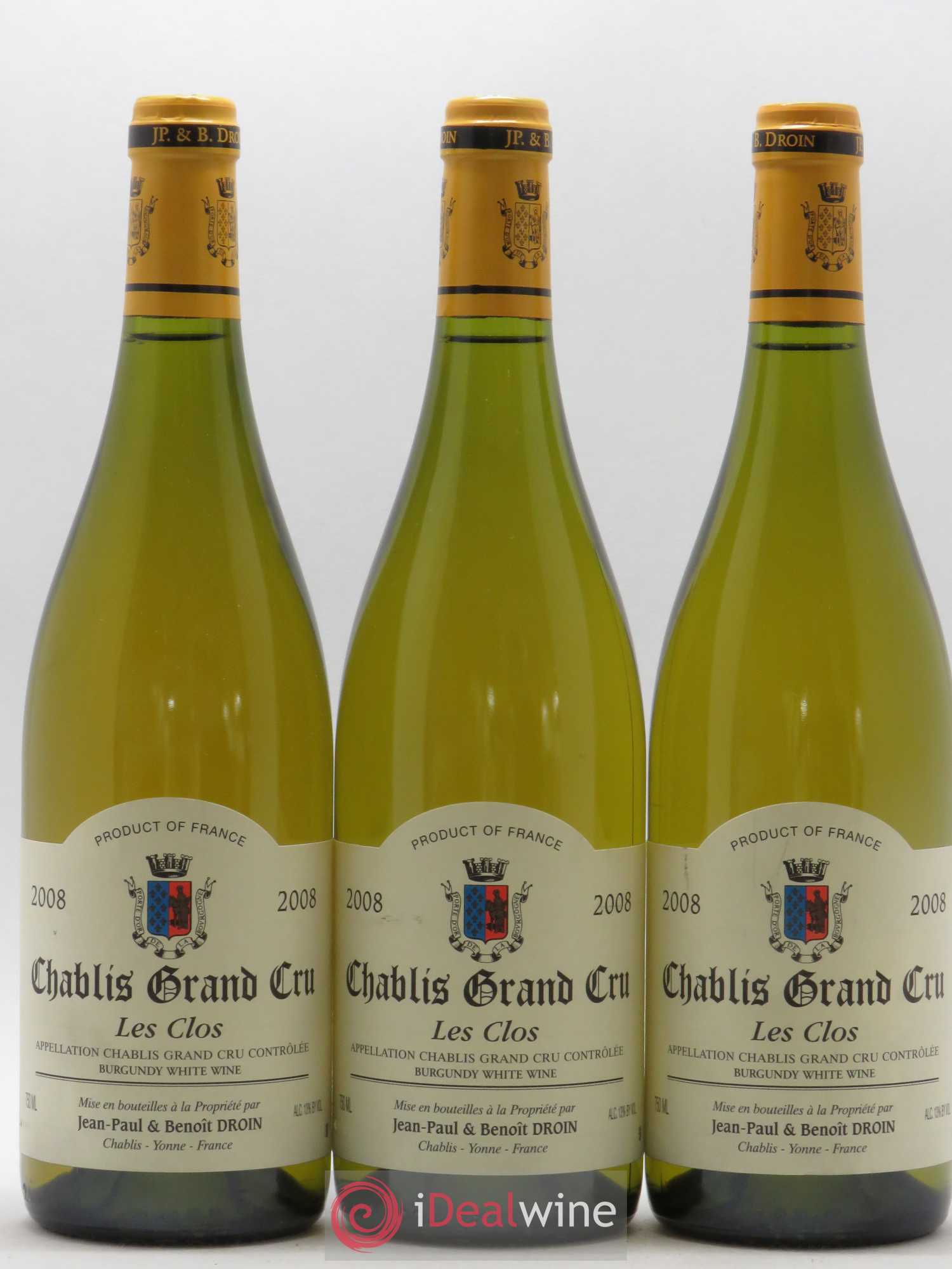 Chablis Grand Cru Les Clos Jean-Paul & Benoît Droin (Domaine) 2008 - Lot de 3 bouteilles - 0