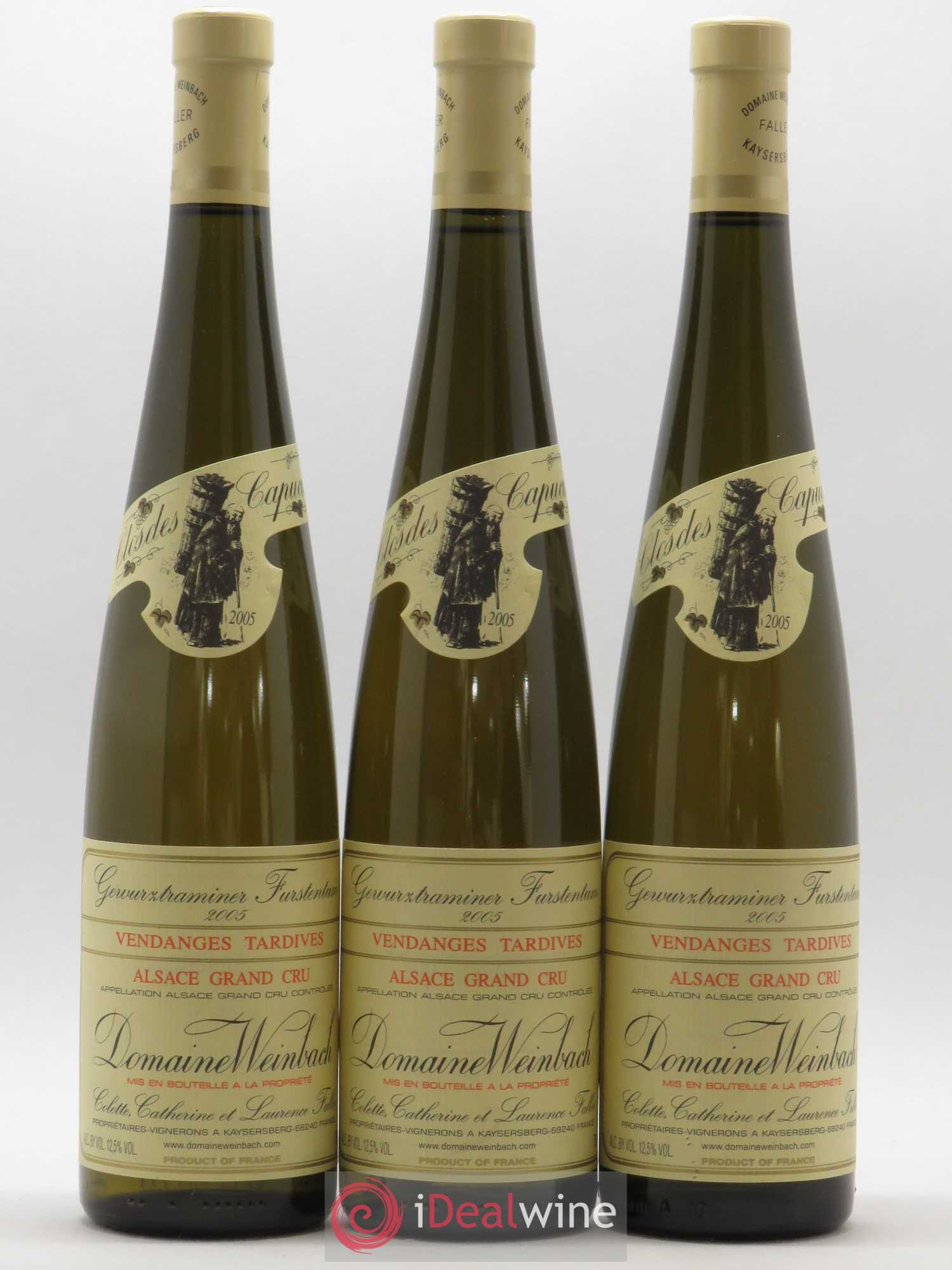 Alsace Gewurztraminer Grand Cru Furstentum Vendanges Tardives Weinbach (Domaine) 2005 - Lotto di 3 bottiglie - 0