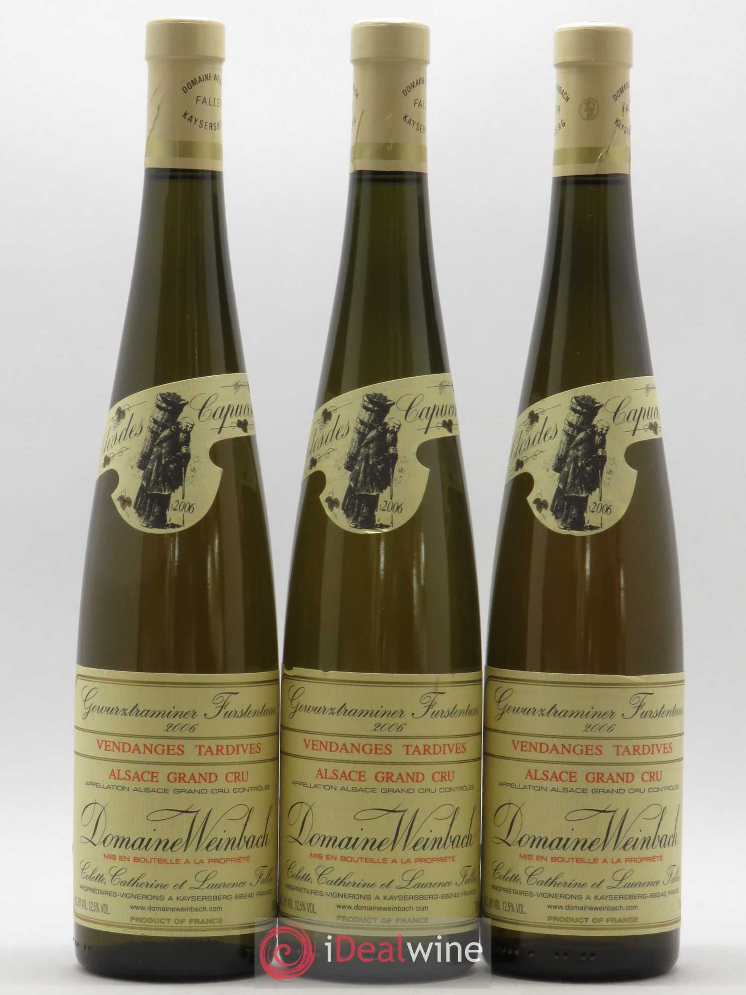 Alsace Gewurztraminer Grand Cru Furstentum Vendanges Tardives Weinbach (Domaine) 2006 - Lotto di 3 bottiglie - 0