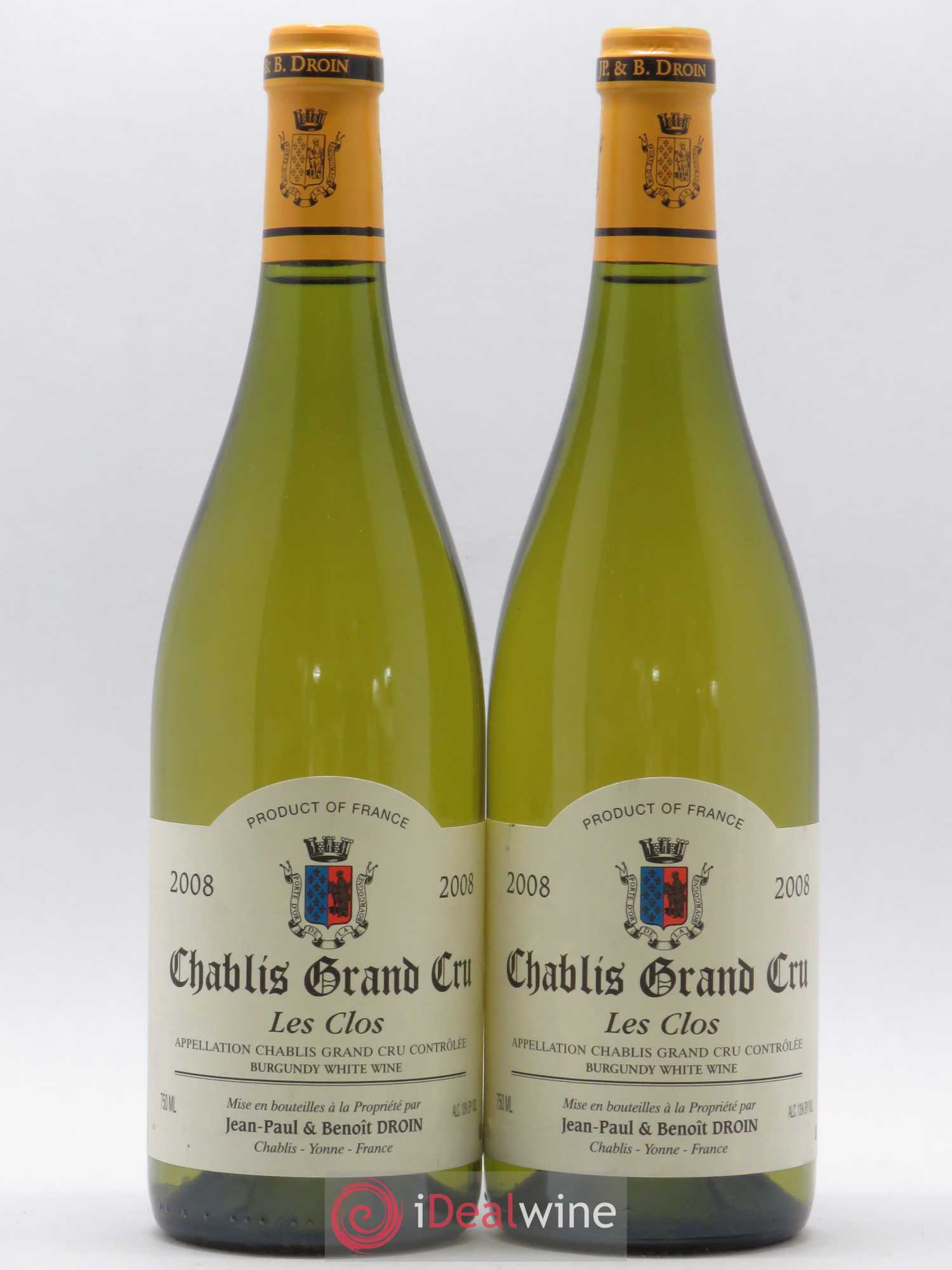 Chablis Grand Cru Les Clos Jean-Paul & Benoît Droin (Domaine) 2008 - Lot de 2 bouteilles - 0