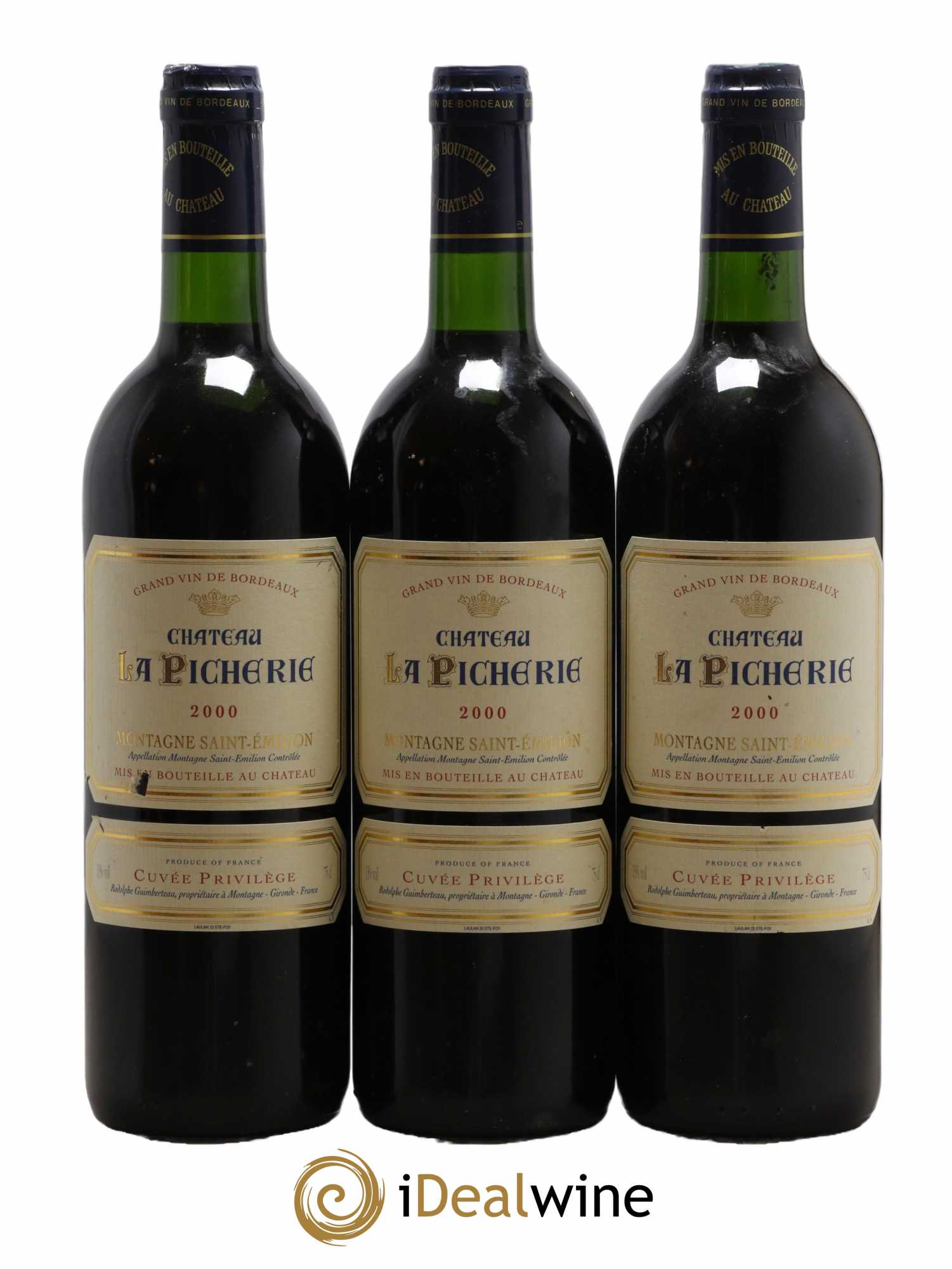 Montagne Saint-Émilion Cuvée Privilège Château la Picherie 2000 - Lot de 3 bouteilles - 0