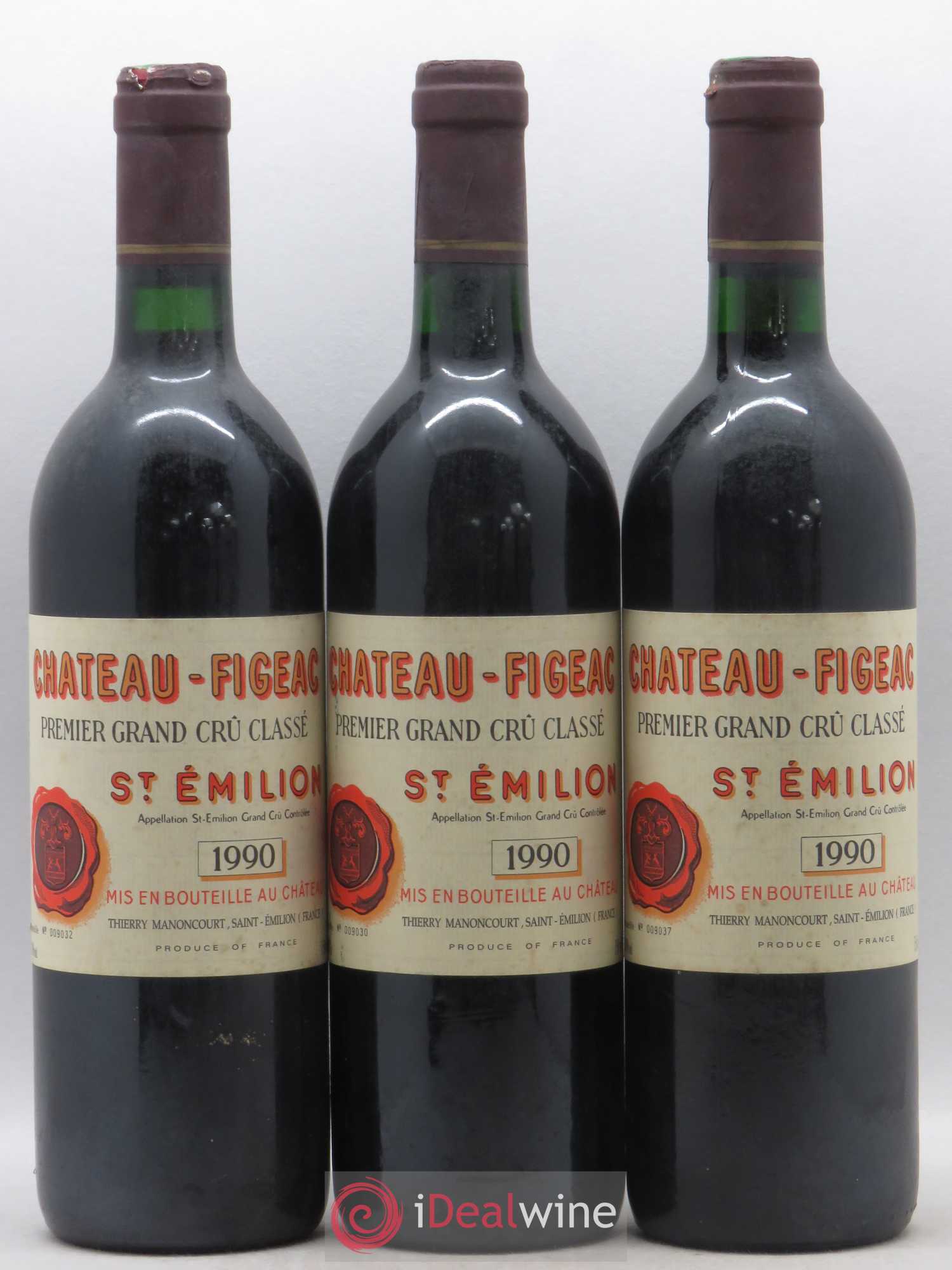 Château Figeac 1er Grand Cru Classé A 1990 - Lot de 3 bouteilles - 0