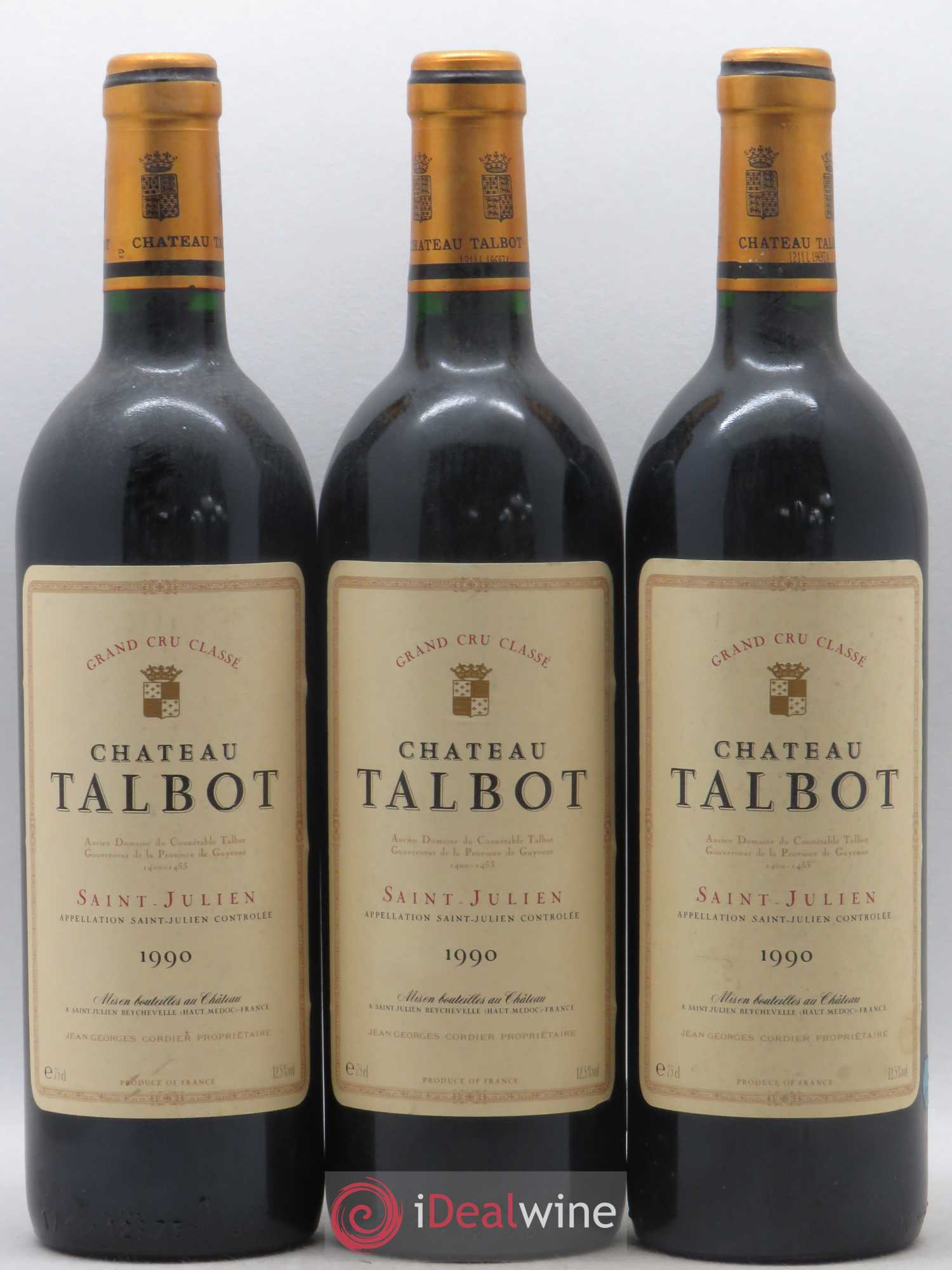 Château Talbot 4ème Grand Cru Classé 1990 - Lot de 3 bouteilles - 0