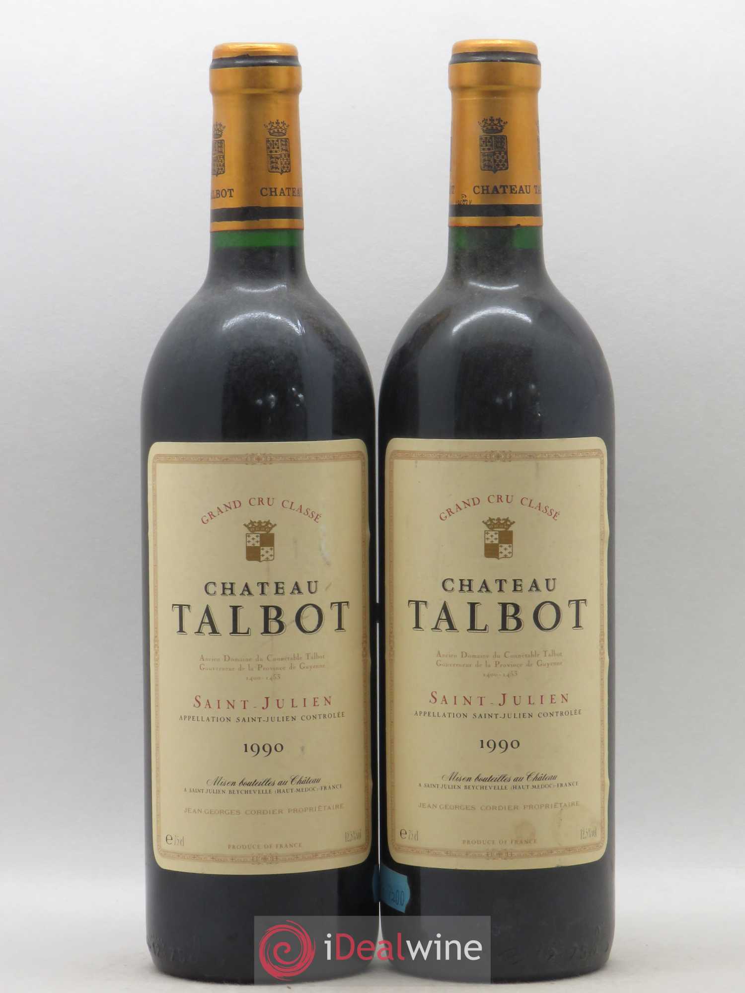 Château Talbot 4ème Grand Cru Classé 1990 - Lot de 2 bouteilles - 0