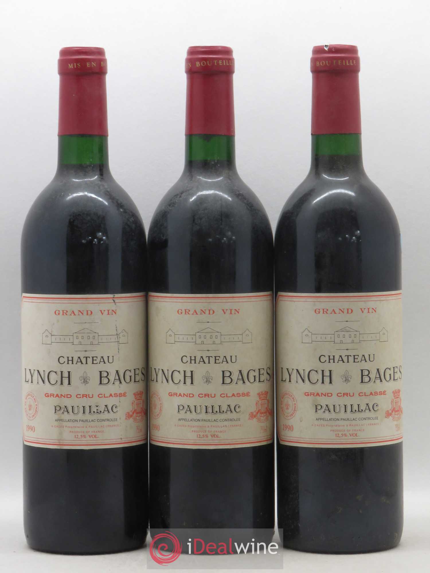 Château Lynch Bages 5ème Grand Cru Classé 1990 - Lot de 3 bouteilles - 0
