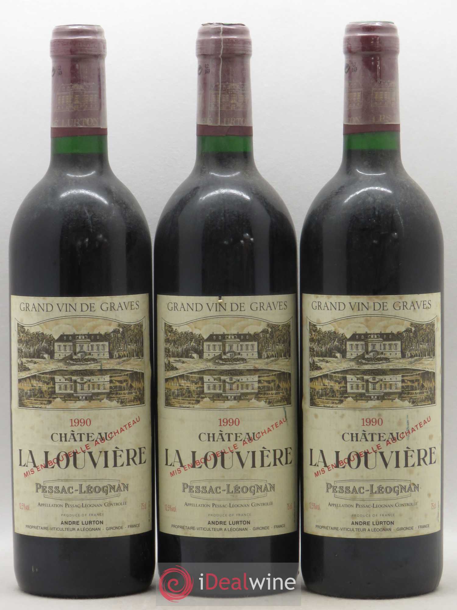 Château la Louvière 1990 - Lot de 3 bouteilles - 0