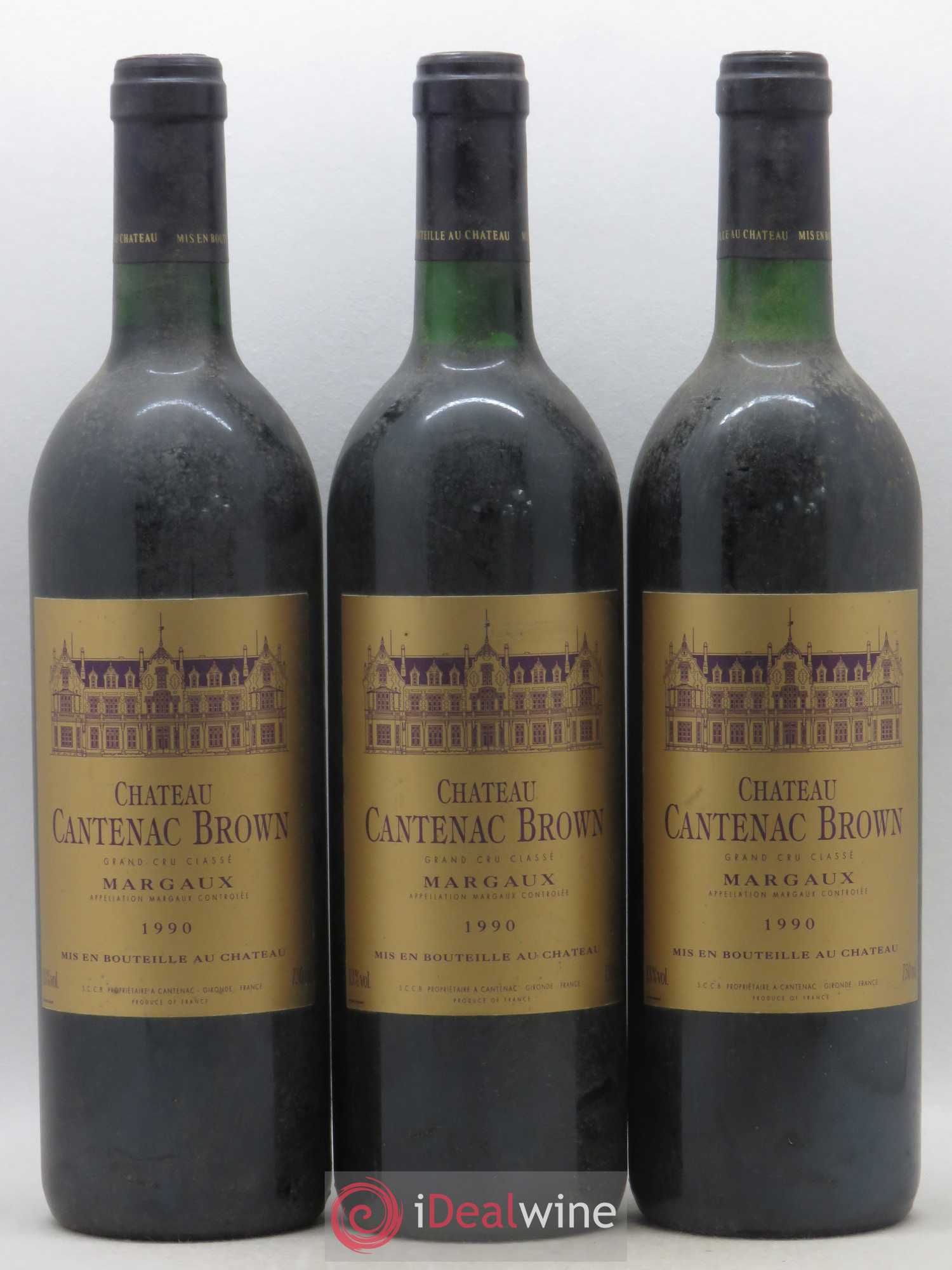 Château Cantenac Brown 3ème Grand Cru Classé 1990 - Lot de 3 bouteilles - 0